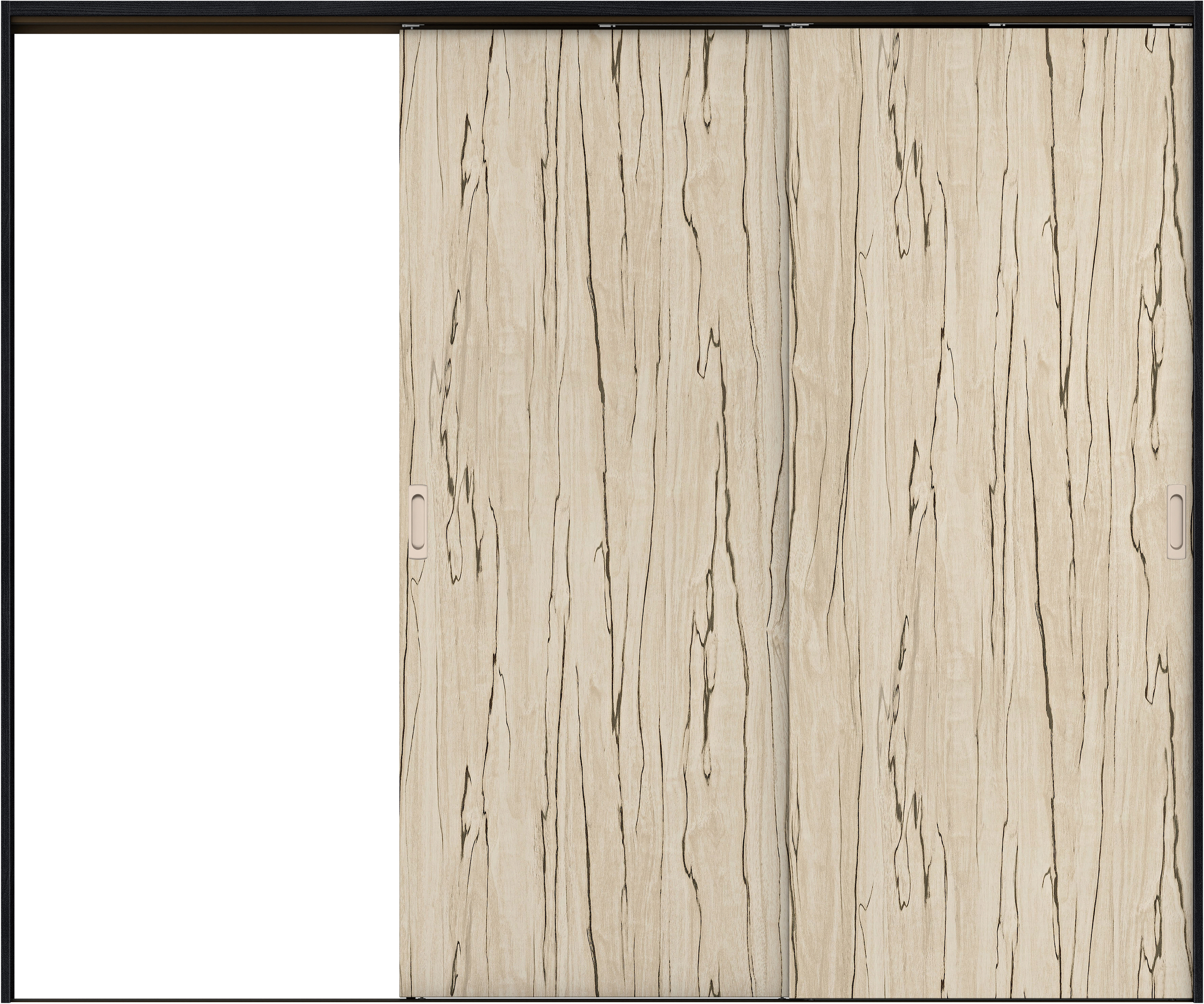 リビングドア　イエリア　吊戸・２枚片引　扉セット　００デザイン　２４３７幅用　２０００高　〈スロウベージュ柄〉　左引用　錠なし　ラクラクローズ付用