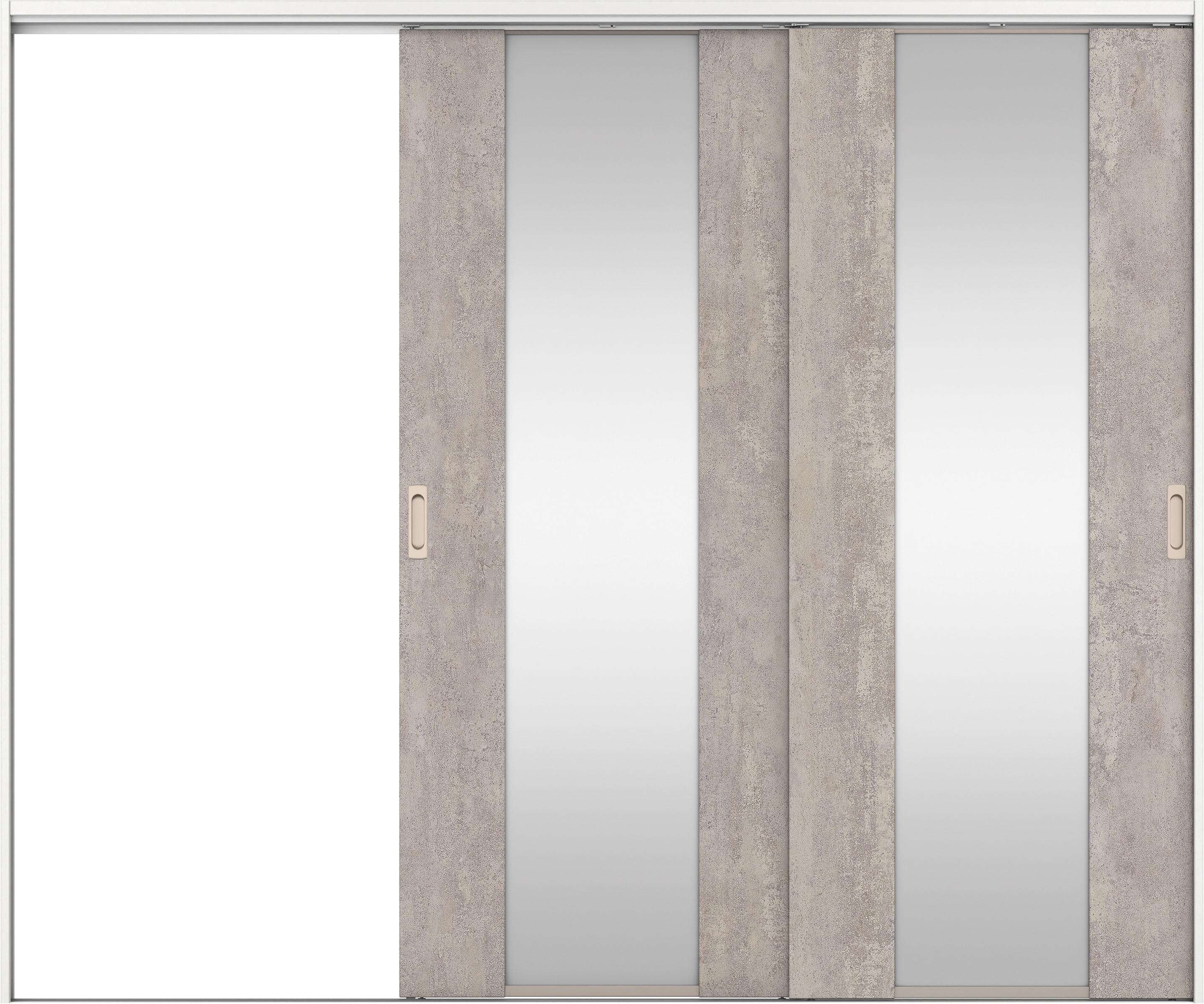 リビングドア　イエリア　吊戸・２枚片引　扉セット　４Ｐデザイン　２４３７幅用　２０００高　〈コンクリートグレー柄〉　左引用　錠なし　ラクラクローズ付用