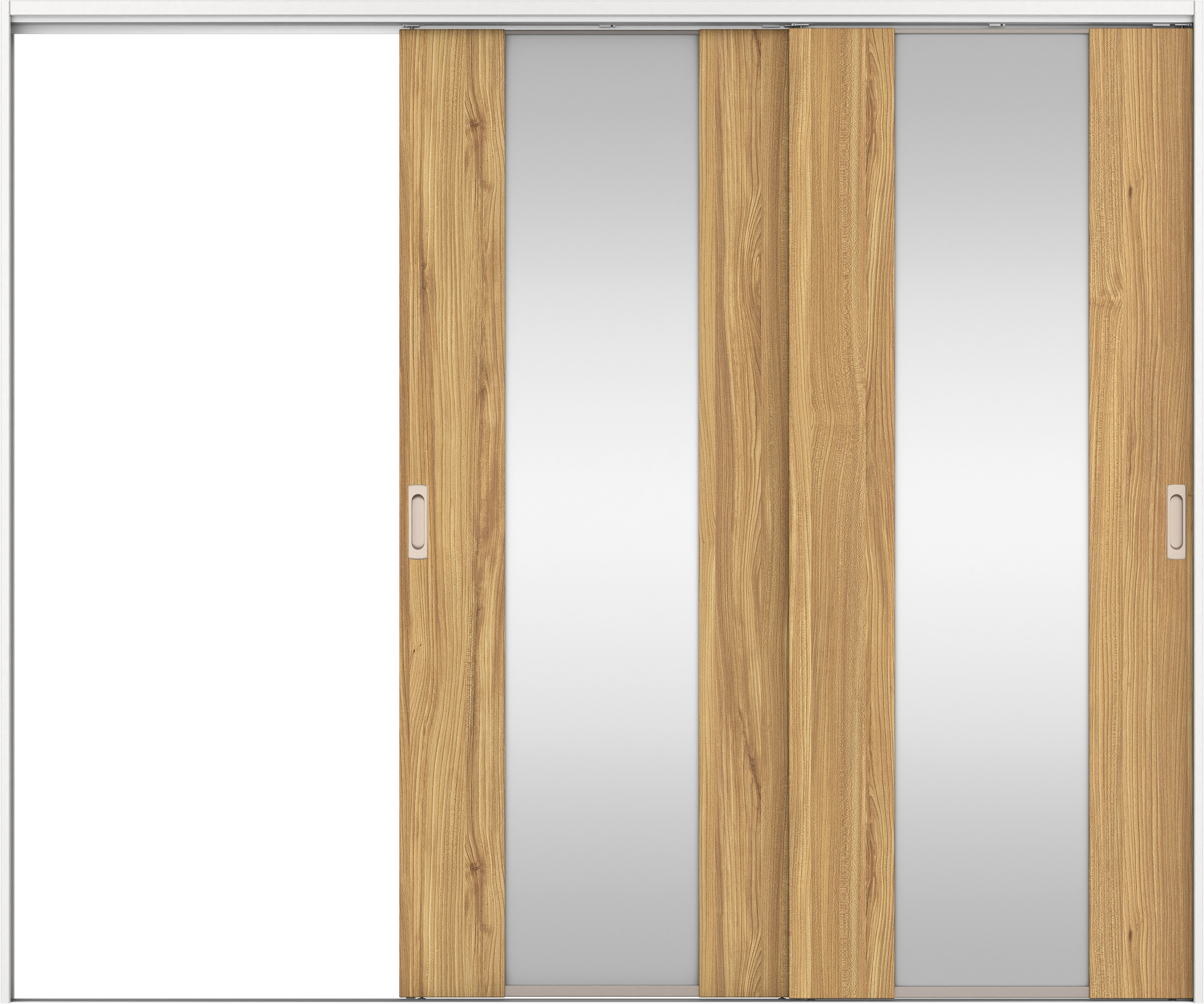 リビングドア　イエリア　吊戸・２枚片引　扉セット　４Ｐデザイン　２４３７幅用　２０００高　〈シナモンブラウン柄〉　左引用　錠なし　ラクラクローズ付用