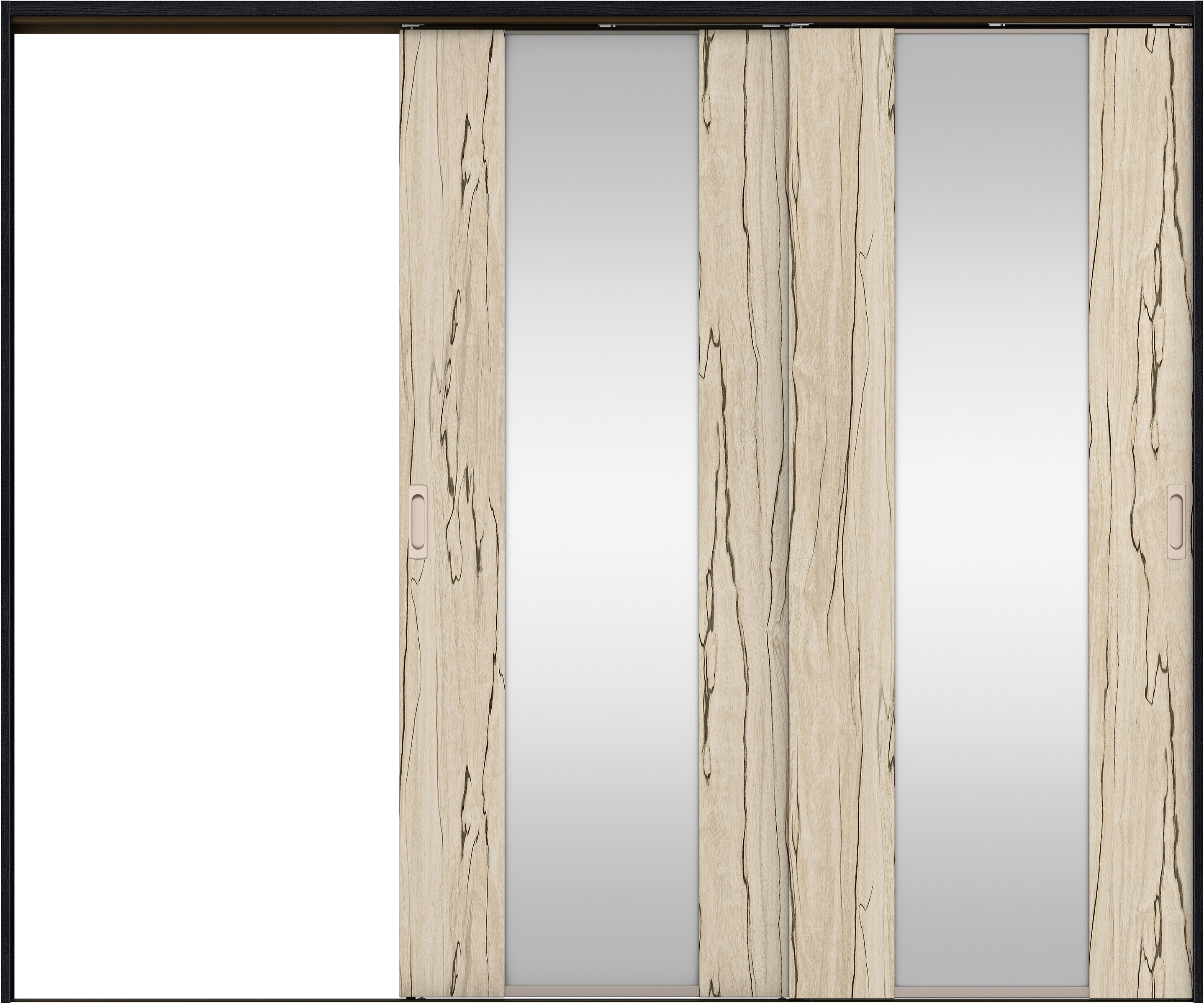 リビングドア　イエリア　吊戸・２枚片引　扉セット　４Ｐデザイン　２４３７幅用　２０００高　〈スロウベージュ柄〉　左引用　錠なし　ラクラクローズ付用