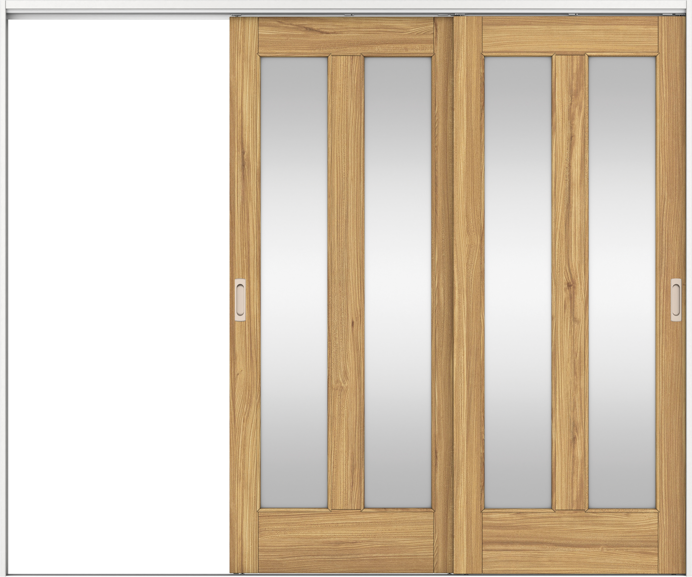 リビングドア　イエリア　吊戸・２枚片引　扉セット　０６デザイン　２４３７幅用　２０００高　〈シナモンブラウン柄〉　左引用　錠なし　ラクラクローズ付用