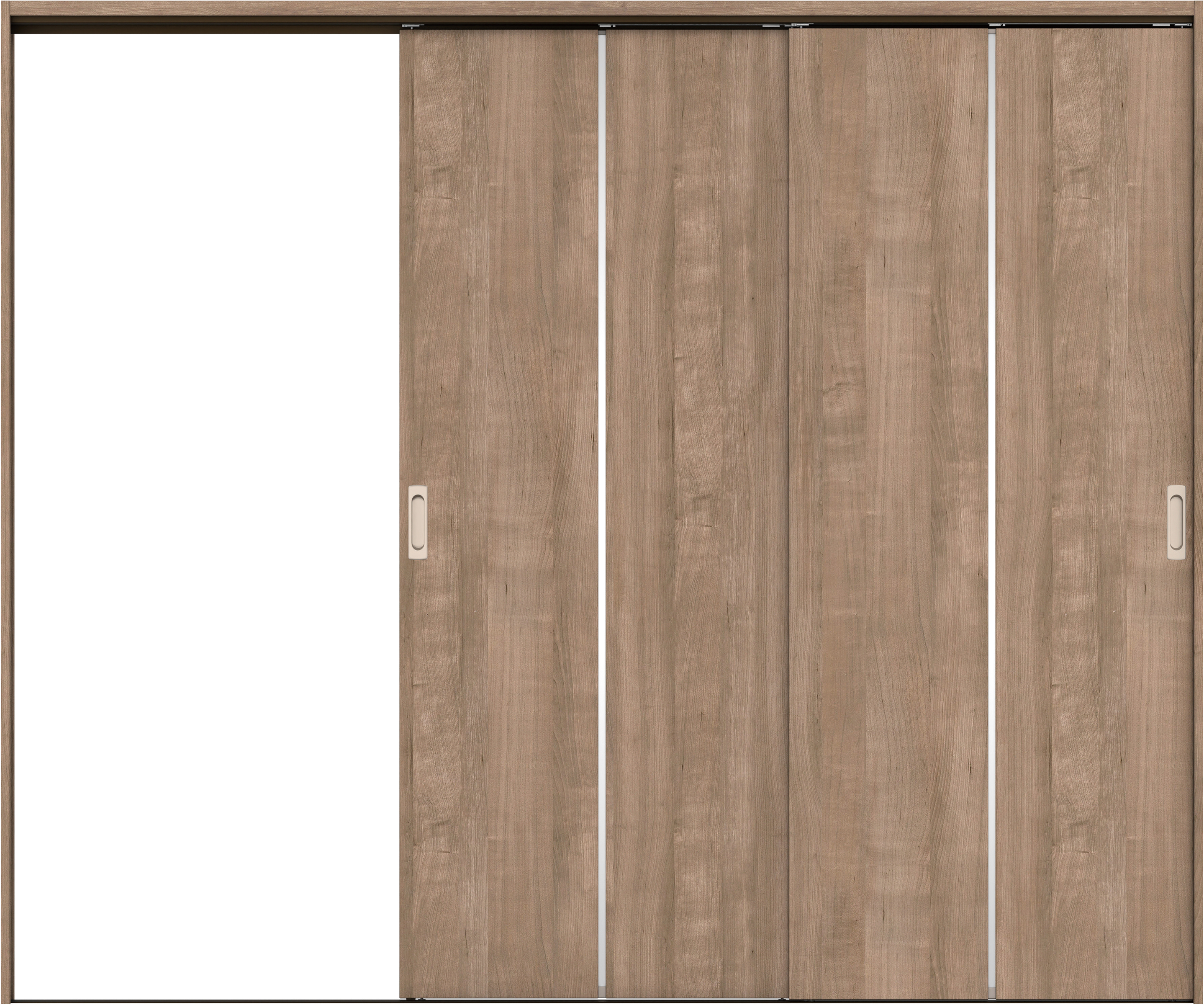 リビングドア　イエリア　吊戸・２枚片引　扉セット　６Ｐデザイン　２４３７幅用　２０００高　〈トープグレー柄〉　左引用　錠なし　ラクラクローズ付用