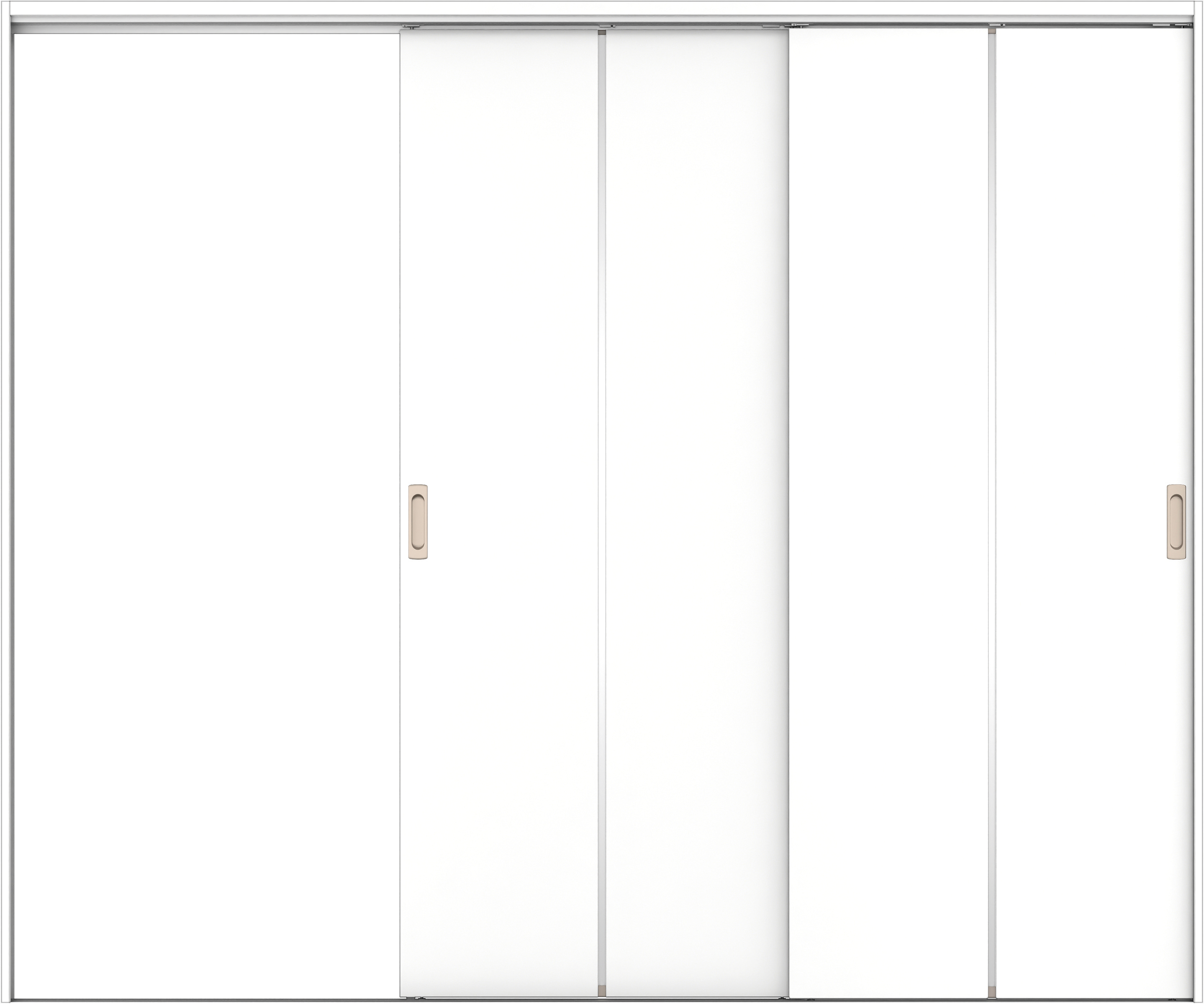 リビングドア　イエリア　吊戸・２枚片引　扉セット　６Ｐデザイン　２４３７幅用　２０００高　〈パウダーホワイト柄〉　左引用　錠なし　ラクラクローズ付用