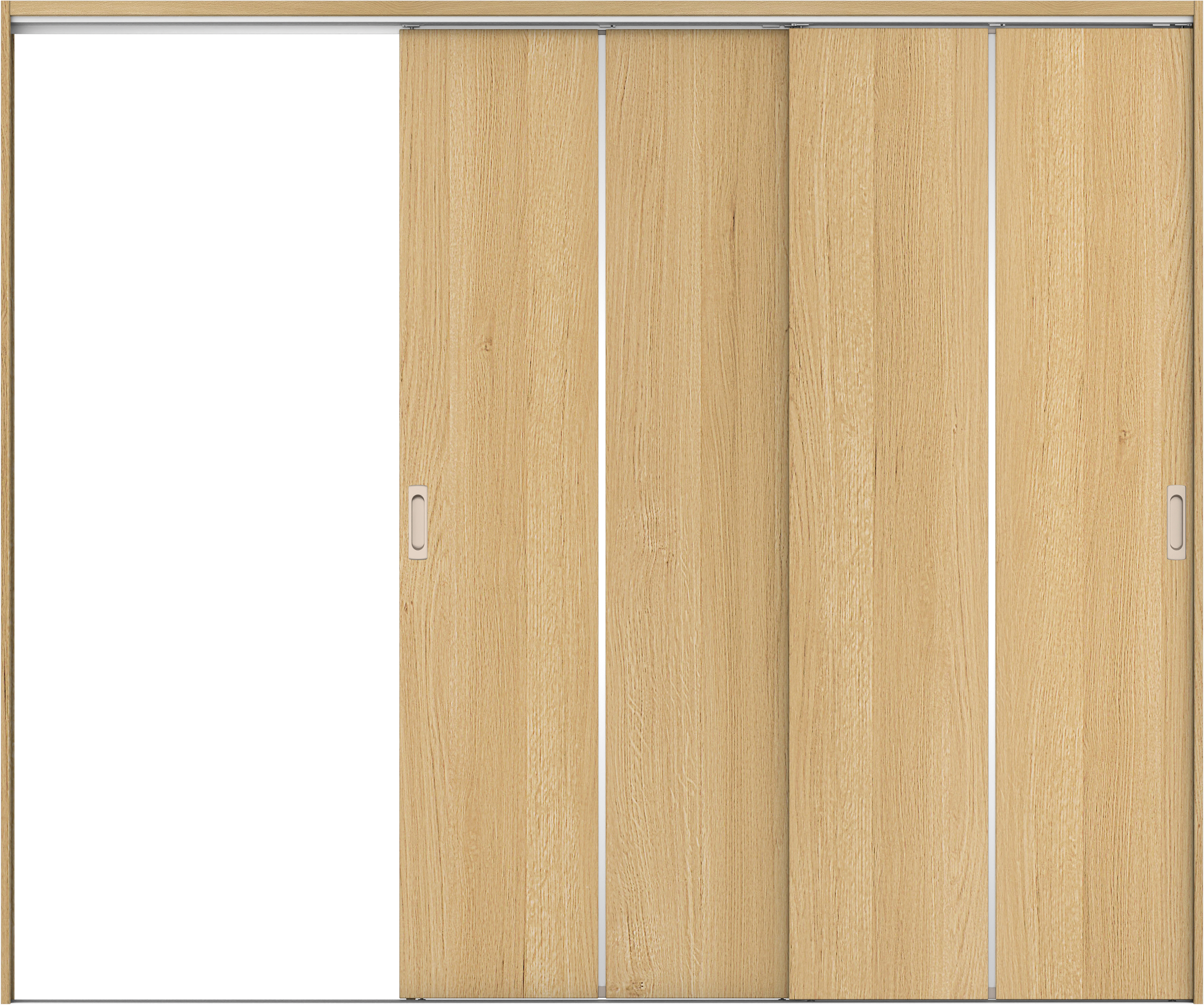 リビングドア　イエリア　吊戸・２枚片引　扉セット　６Ｐデザイン　２４３７幅用　２０００高　〈ライトオーカー柄〉　左引用　錠なし　ラクラクローズ付用