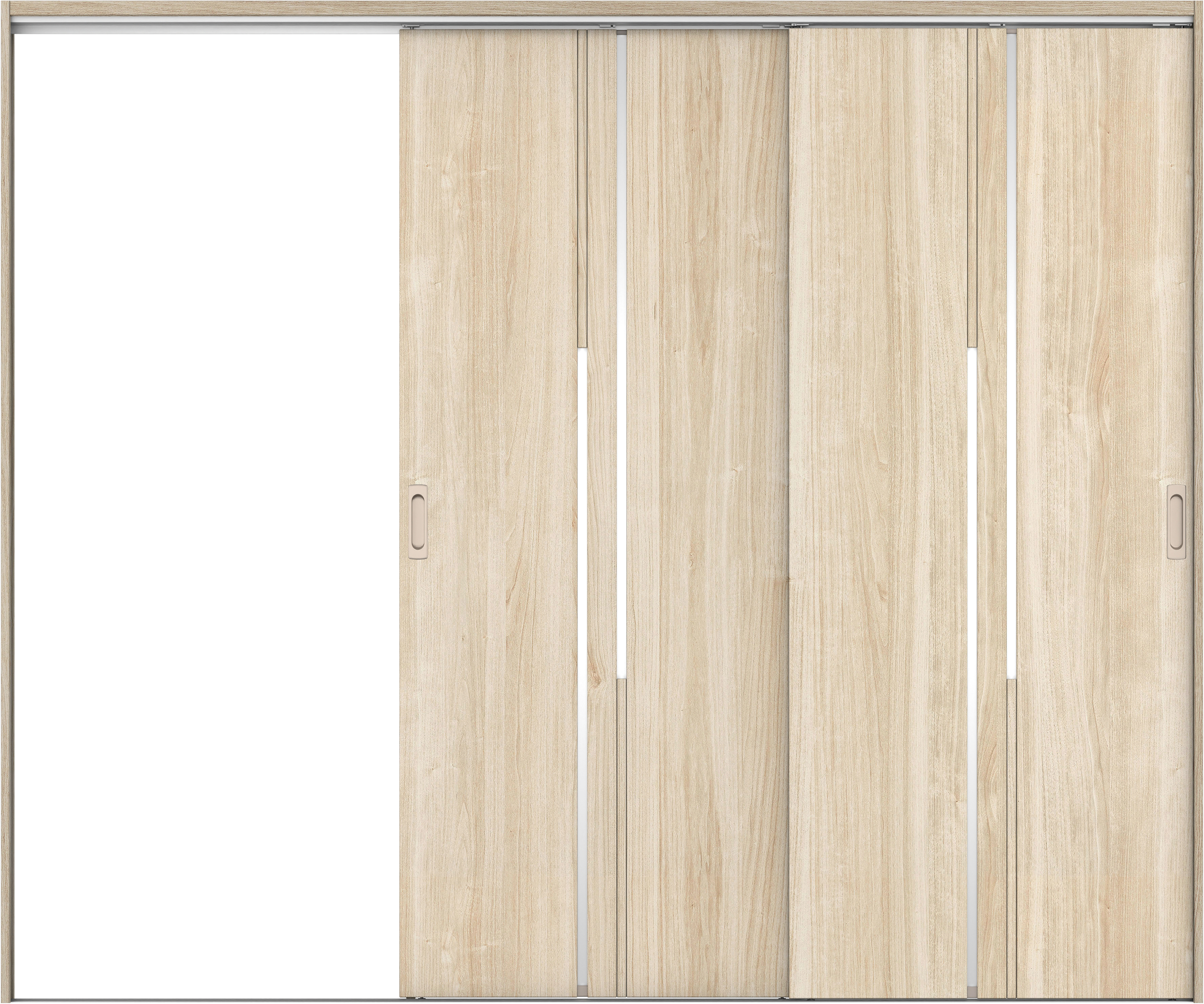 リビングドア　イエリア　吊戸・２枚片引　扉セット　７Ｐデザイン　２４３７幅用　２０００高　〈コットンベージュ柄〉　左引用　錠なし　ラクラクローズ付用