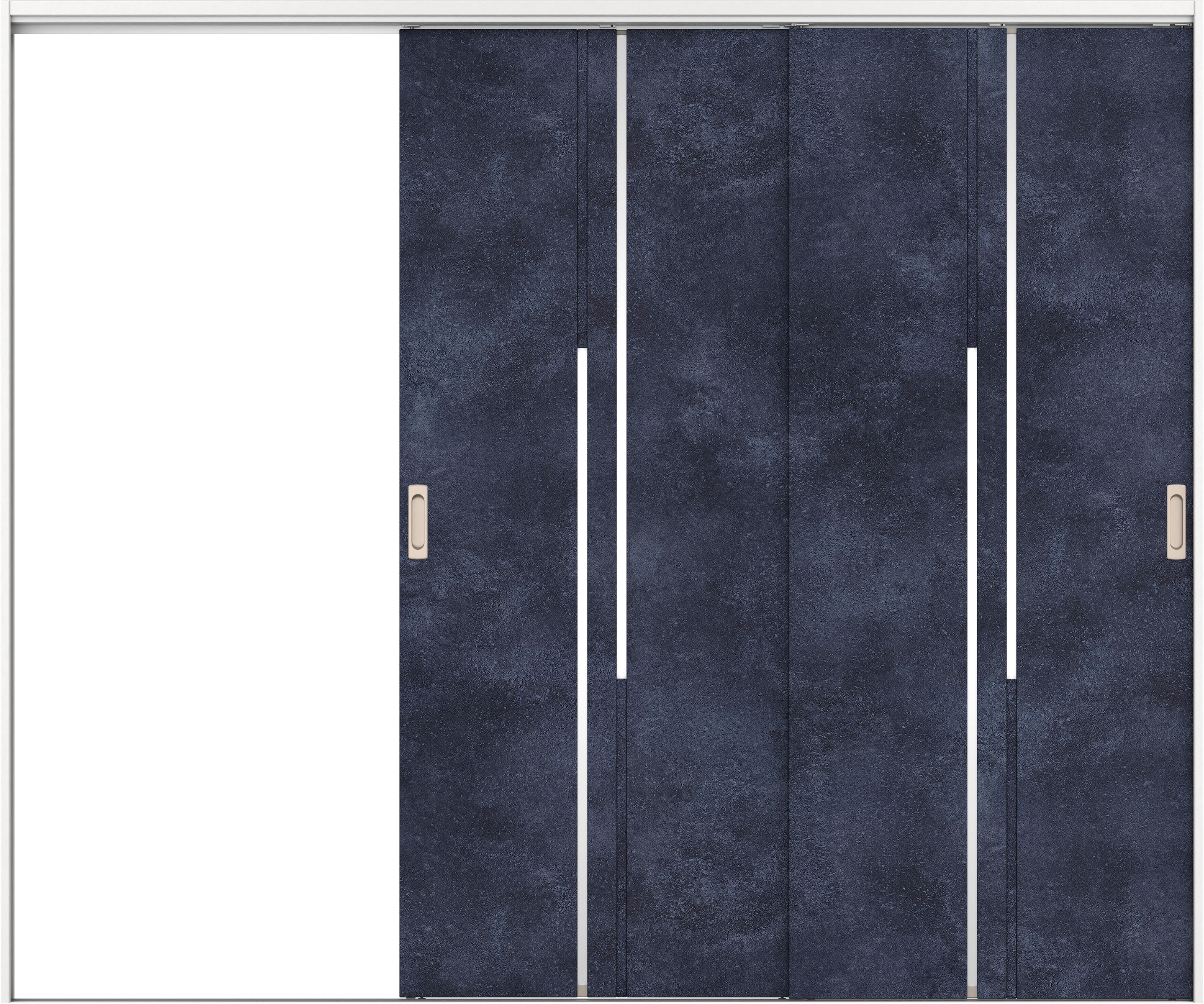 リビングドア　イエリア　吊戸・２枚片引　扉セット　７Ｐデザイン　２４３７幅用　２０００高　〈コバルトブルー柄〉　左引用　錠なし　ラクラクローズ付用