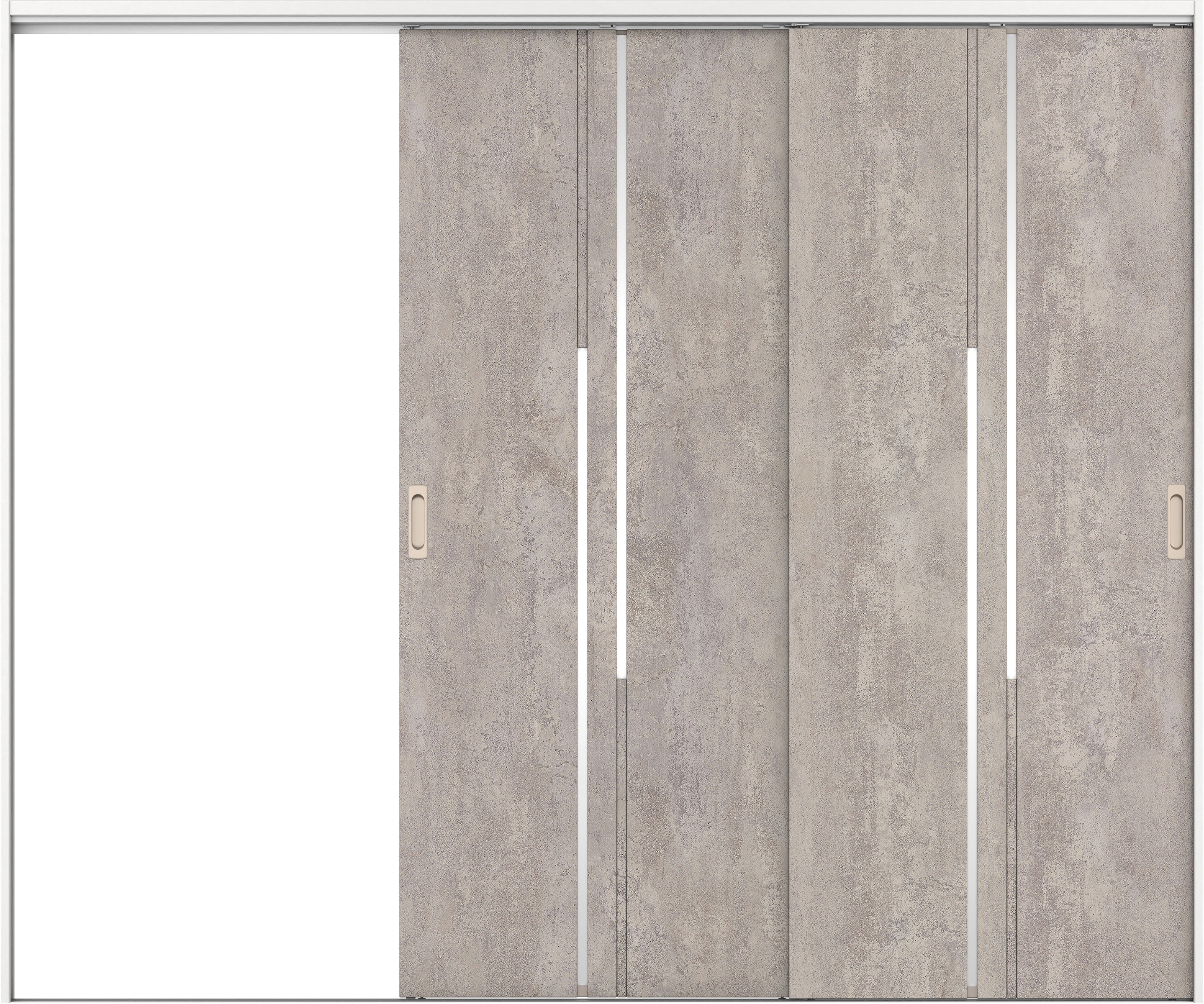 リビングドア　イエリア　吊戸・２枚片引　扉セット　７Ｐデザイン　２４３７幅用　２０００高　〈コンクリートグレー柄〉　左引用　錠なし　ラクラクローズ付用