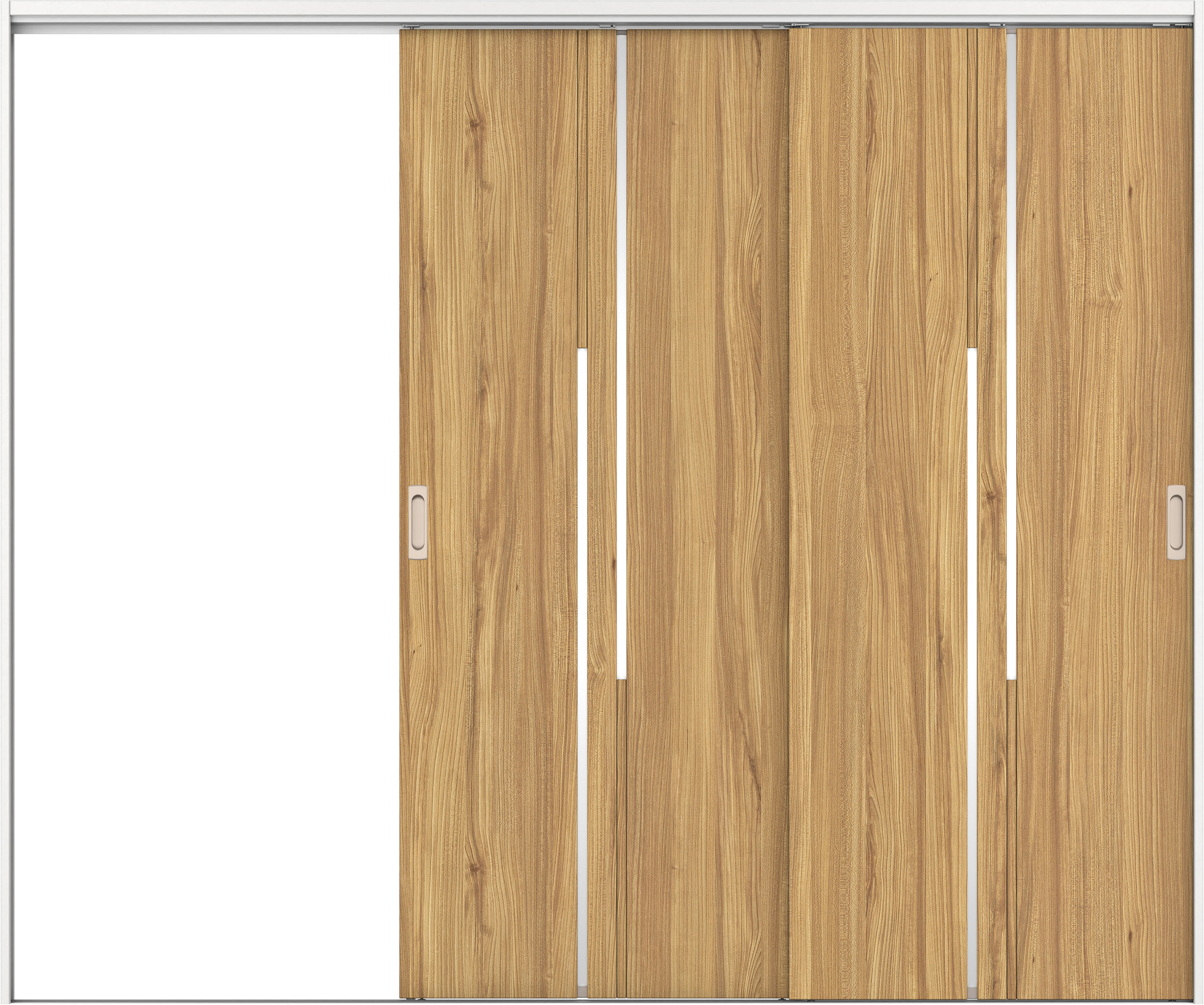 リビングドア　イエリア　吊戸・２枚片引　扉セット　７Ｐデザイン　２４３７幅用　２０００高　〈シナモンブラウン柄〉　左引用　錠なし　ラクラクローズ付用