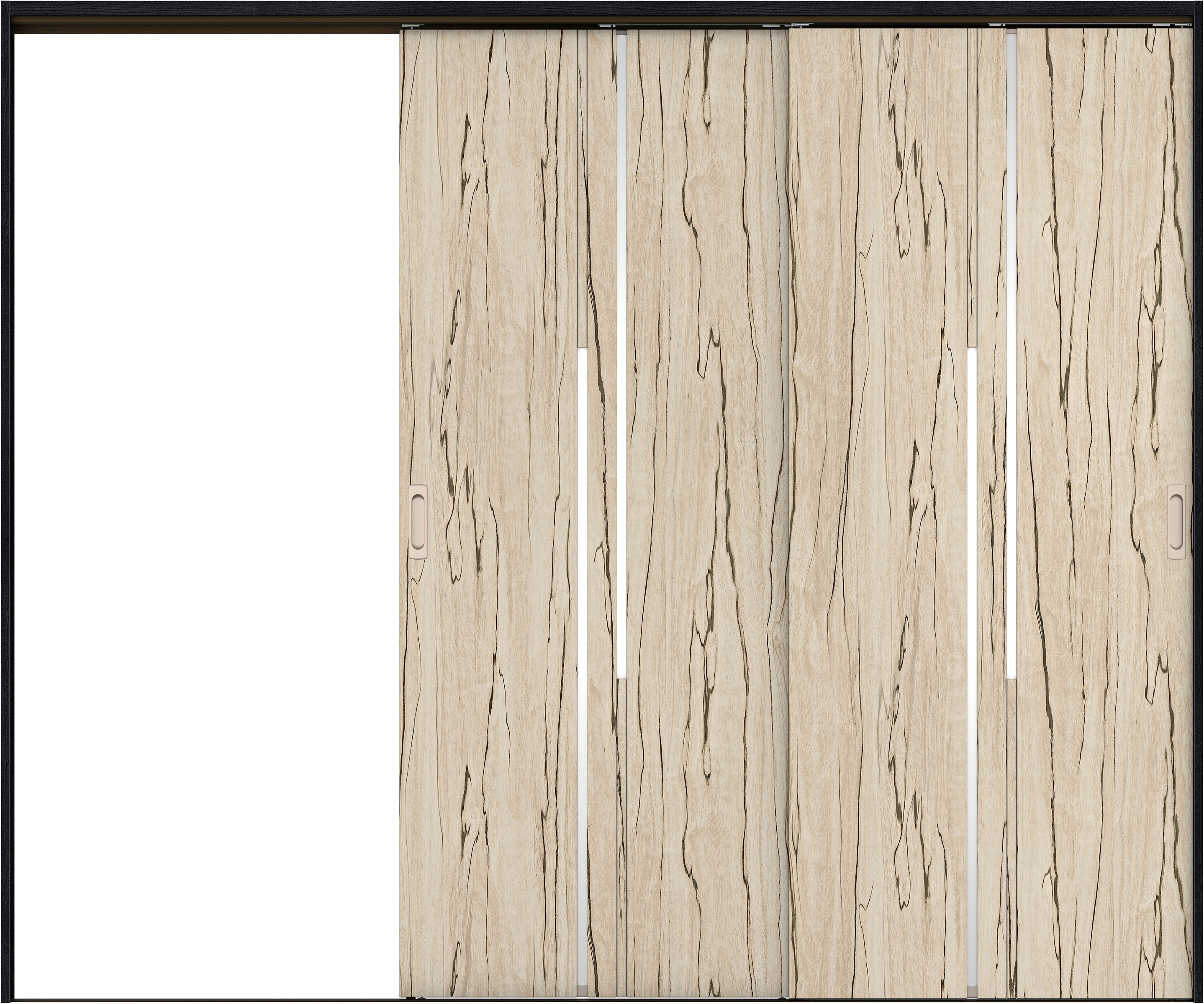 リビングドア　イエリア　吊戸・２枚片引　扉セット　７Ｐデザイン　２４３７幅用　２０００高　〈スロウベージュ柄〉　左引用　錠なし　ラクラクローズ付用