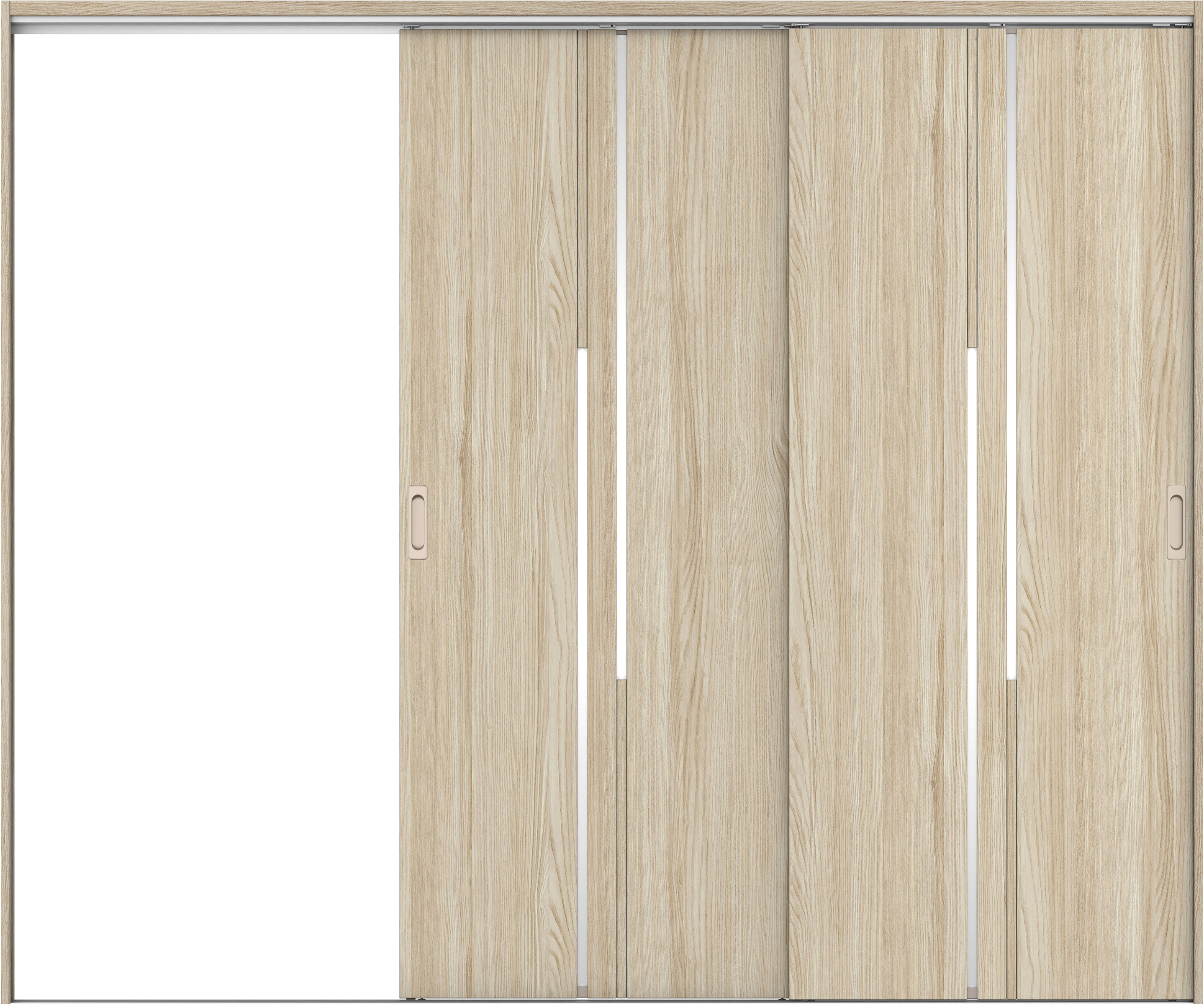 リビングドア　イエリア　吊戸・２枚片引　扉セット　７Ｐデザイン　２４３７幅用　２０００高　〈ソフトグレージュ柄〉　左引用　錠なし　ラクラクローズ付用