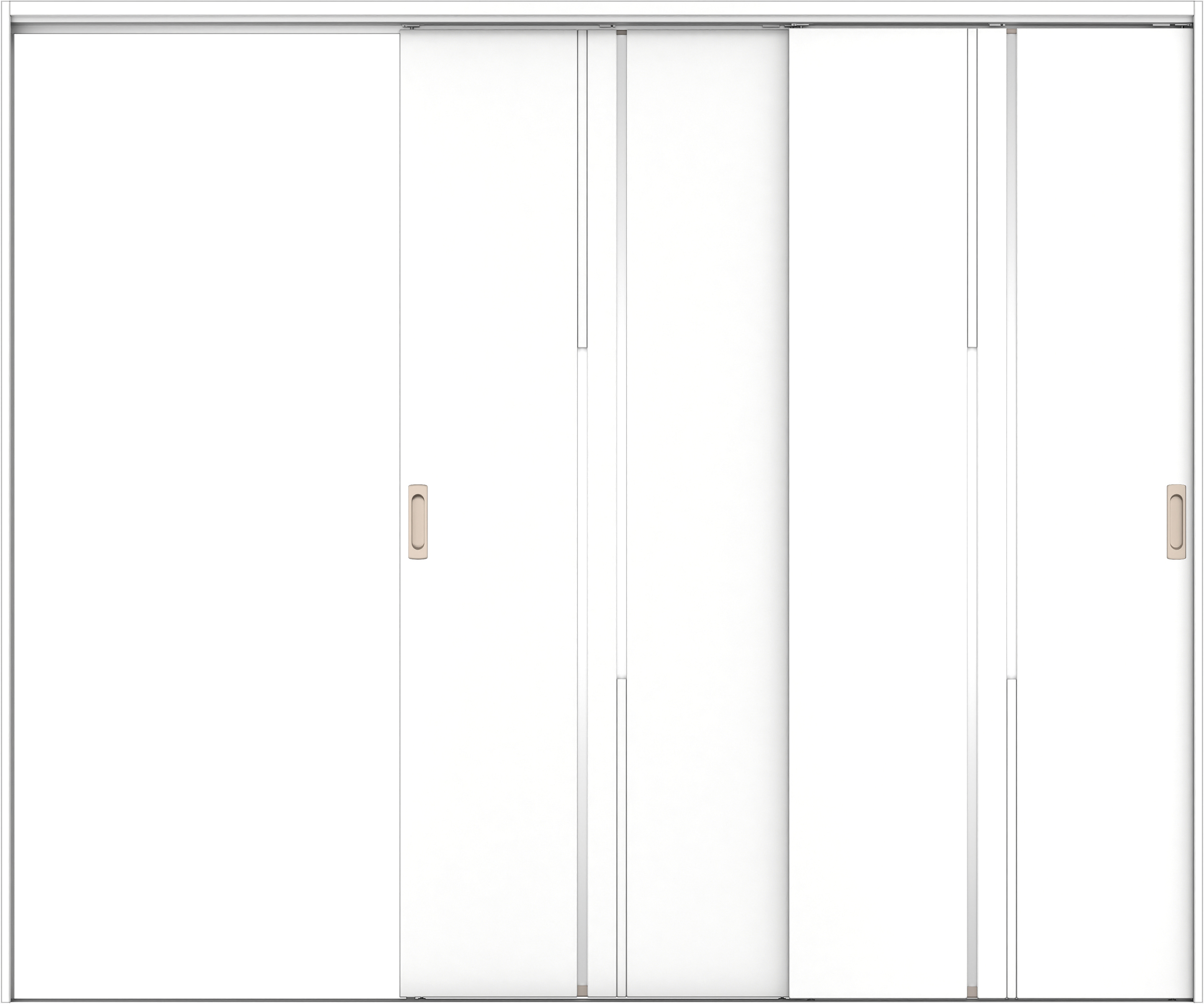 リビングドア　イエリア　吊戸・２枚片引　扉セット　７Ｐデザイン　２４３７幅用　２０００高　〈パウダーホワイト柄〉　左引用　錠なし　ラクラクローズ付用