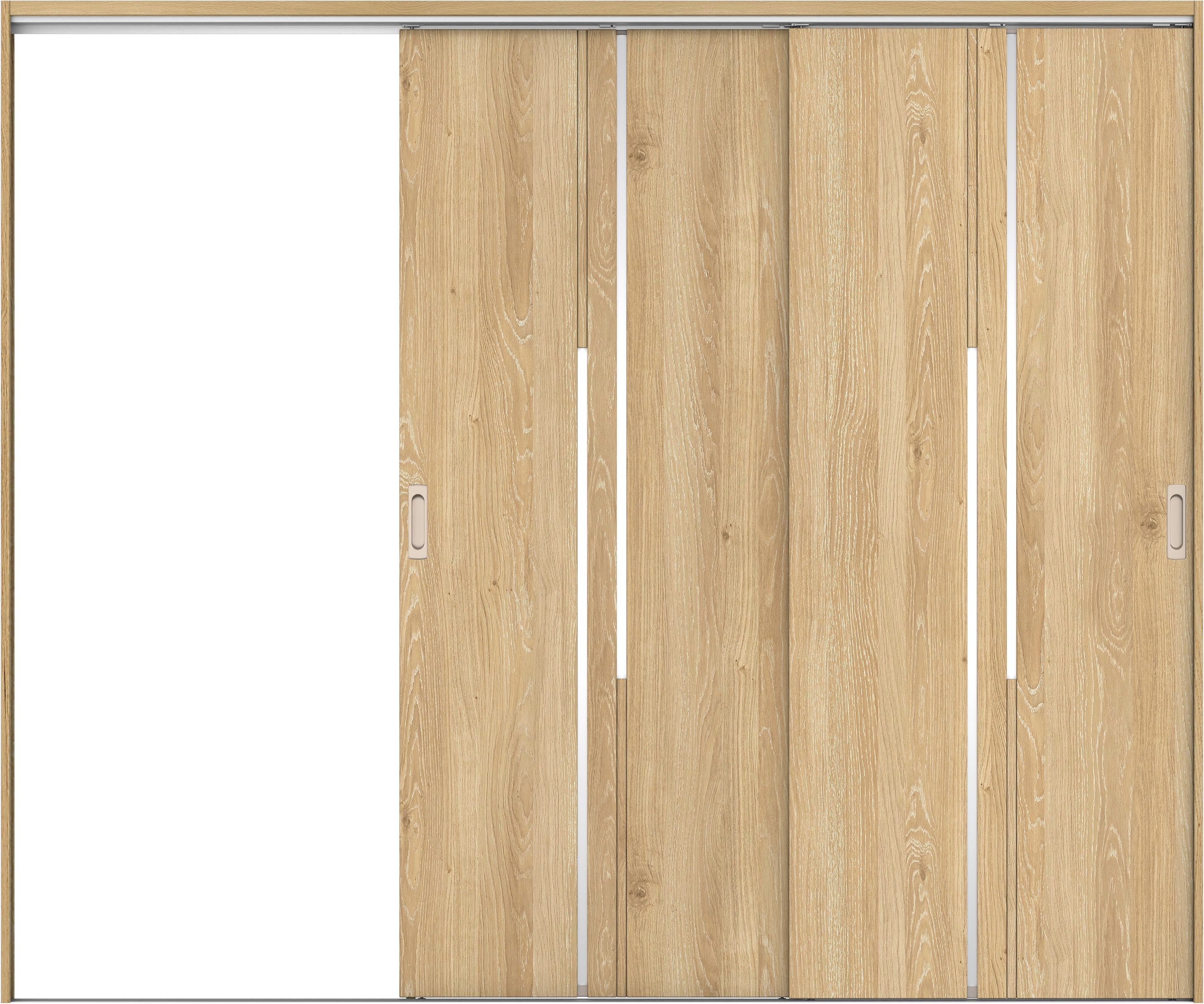リビングドア　イエリア　吊戸・２枚片引　扉セット　７Ｐデザイン　２４３７幅用　２０００高　〈ミルキーオーカー柄〉　左引用　錠なし　ラクラクローズ付用