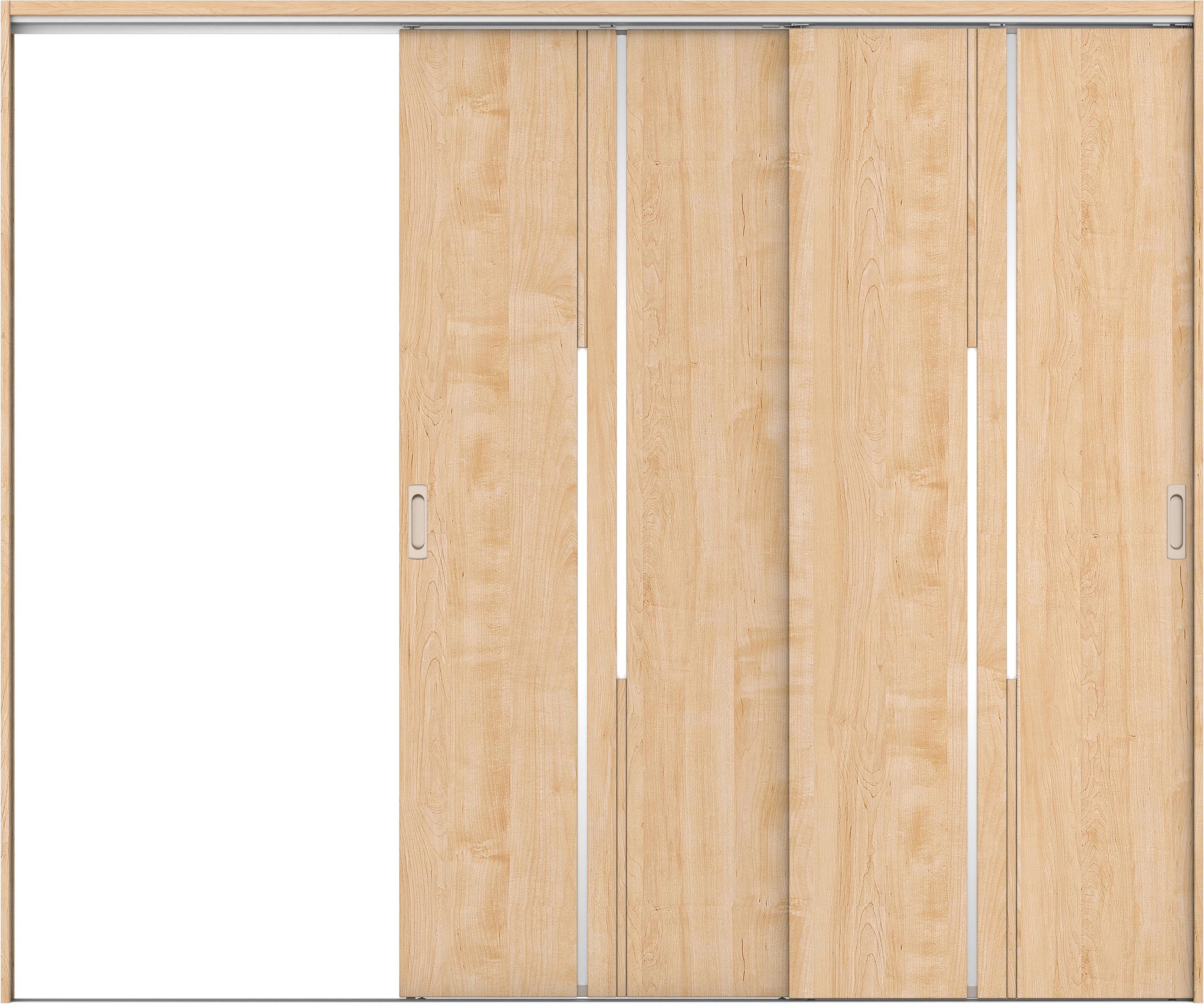 リビングドア　イエリア　吊戸・２枚片引　扉セット　７Ｐデザイン　２４３７幅用　２０００高　〈ミルベージュ柄〉　左引用　錠なし　ラクラクローズ付用
