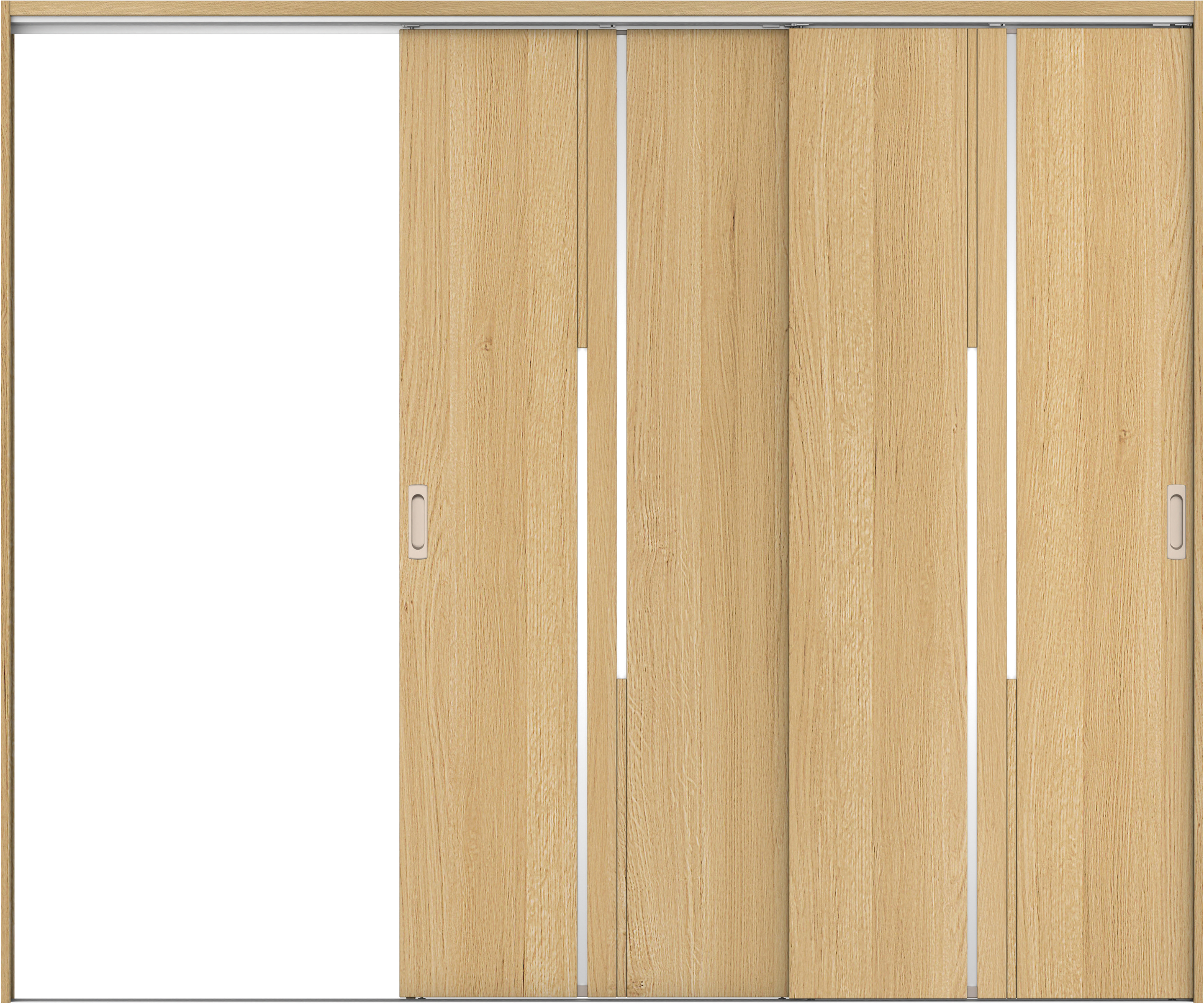 リビングドア　イエリア　吊戸・２枚片引　扉セット　７Ｐデザイン　２４３７幅用　２０００高　〈ライトオーカー柄〉　左引用　錠なし　ラクラクローズ付用