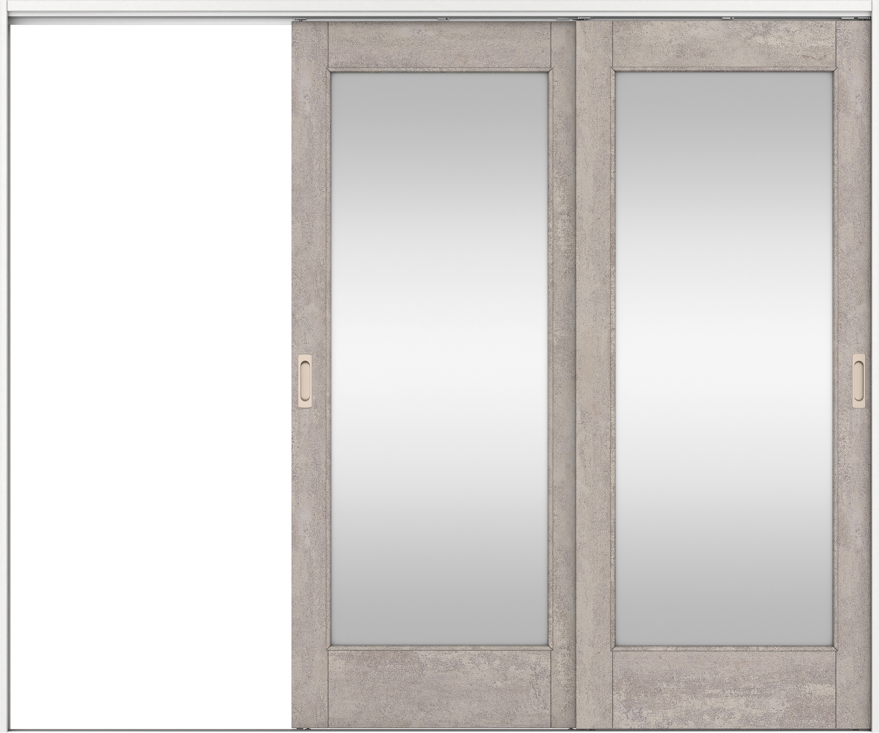 リビングドア　イエリア　吊戸・２枚片引　扉セット　２１デザイン　２４３７幅用　２０００高　〈コンクリートグレー柄〉　左引用　錠なし　ラクラクローズ付用