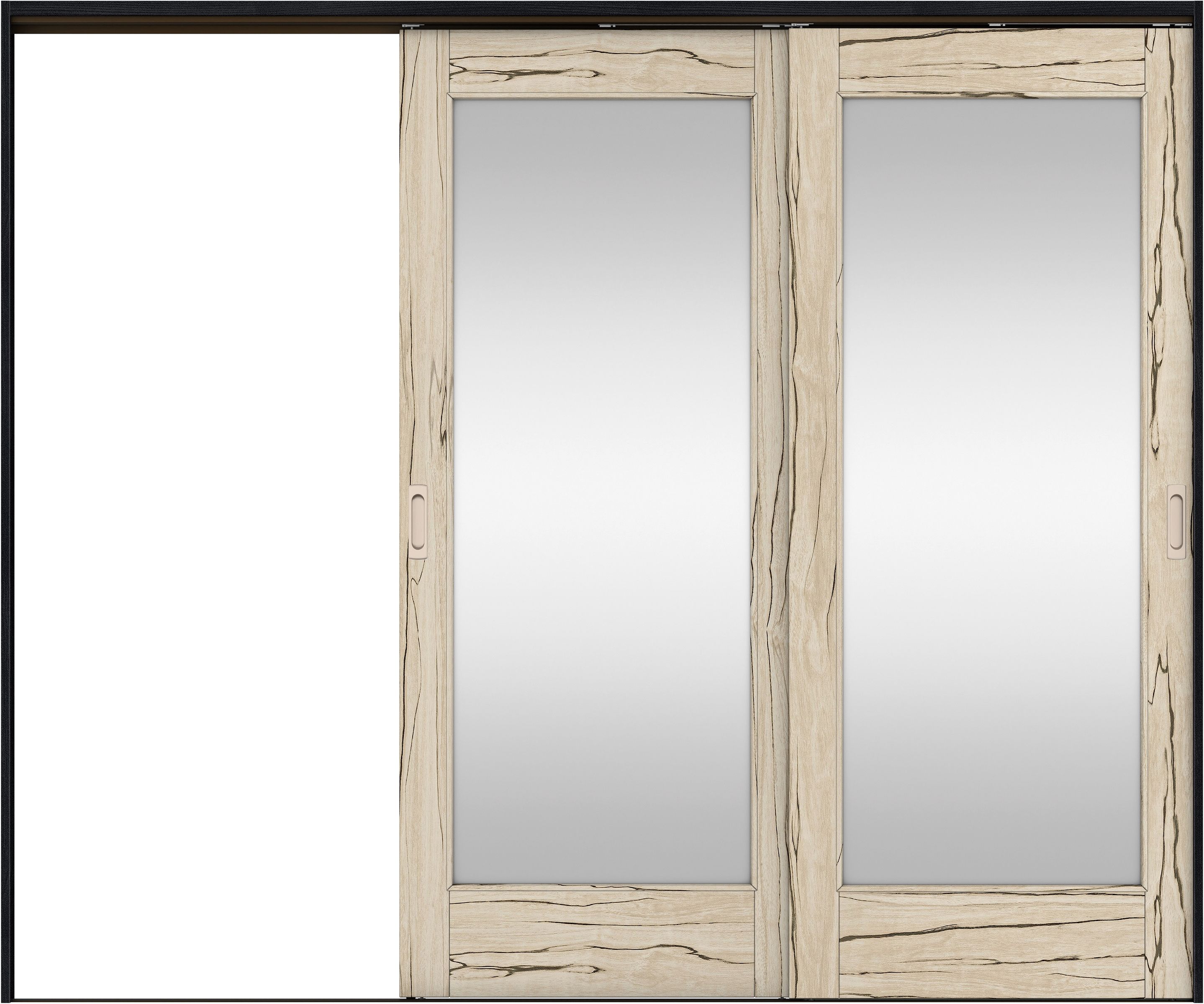 リビングドア　イエリア　吊戸・２枚片引　扉セット　２１デザイン　２４３７幅用　２０００高　〈スロウベージュ柄〉　左引用　錠なし　ラクラクローズ付用