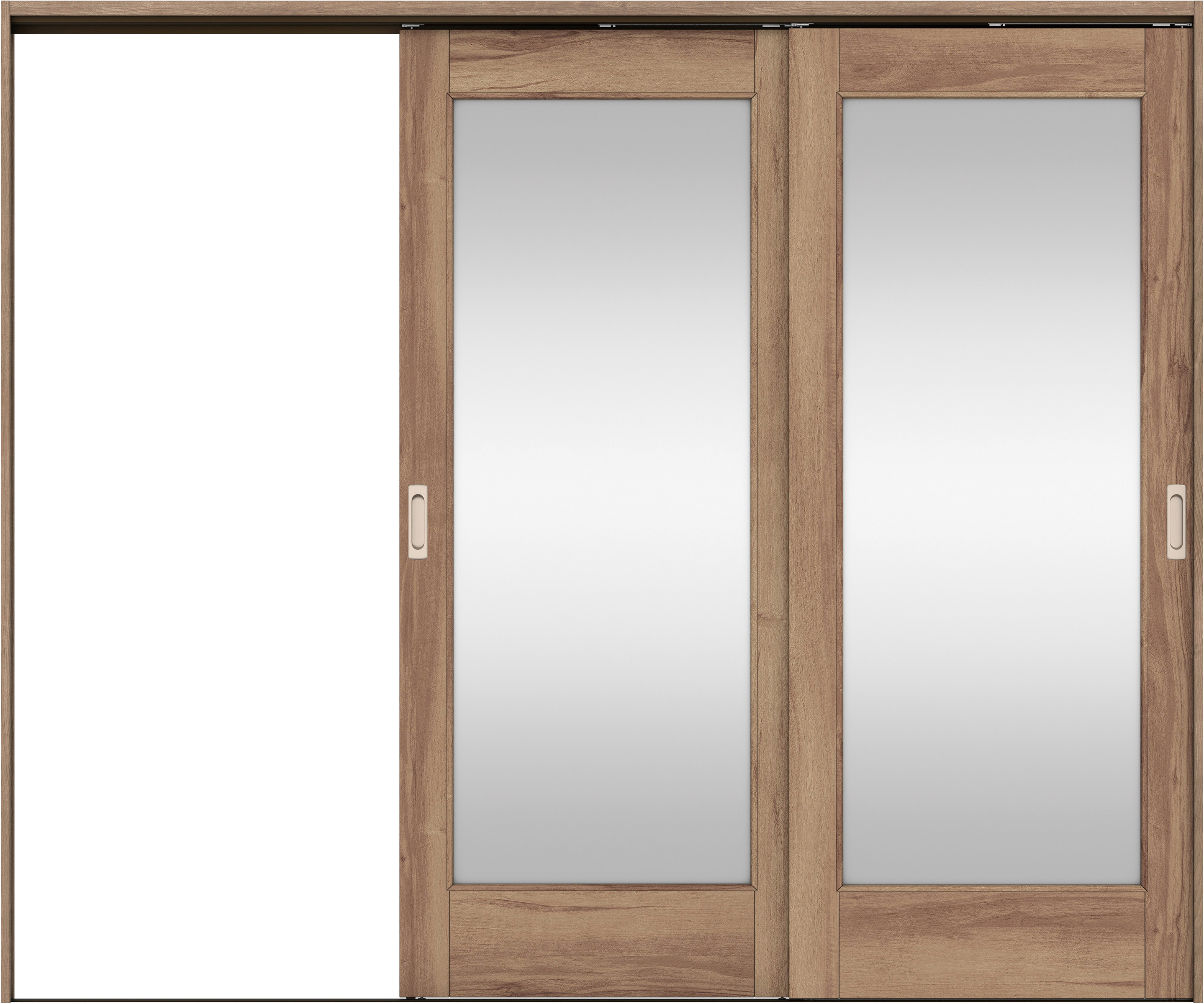 リビングドア　イエリア　吊戸・２枚片引　扉セット　２１デザイン　２４３７幅用　２０００高　〈バームブラウン柄〉　左引用　錠なし　ラクラクローズ付用