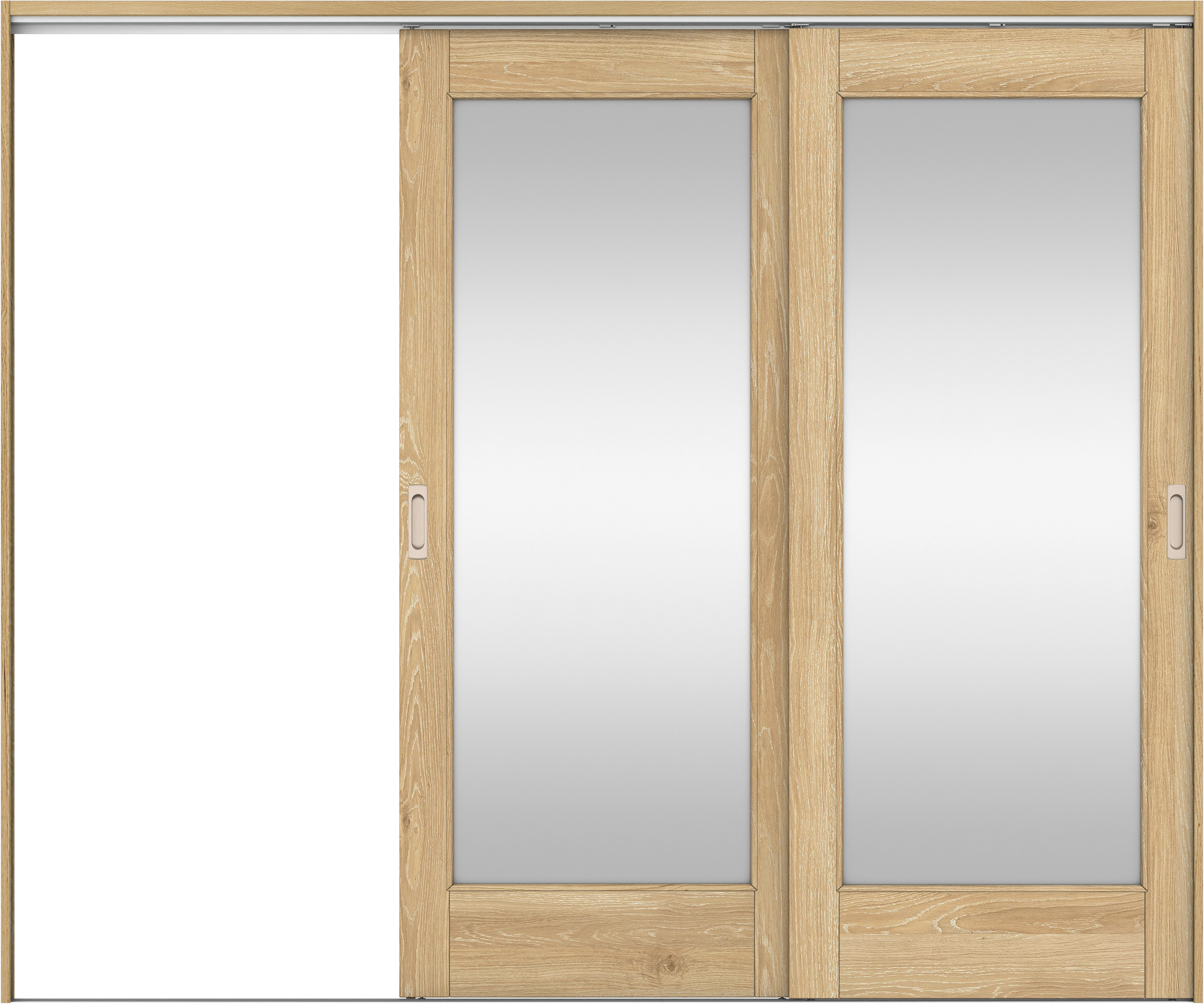 リビングドア　イエリア　吊戸・２枚片引　扉セット　２１デザイン　２４３７幅用　２０００高　〈ミルキーオーカー柄〉　左引用　錠なし　ラクラクローズ付用