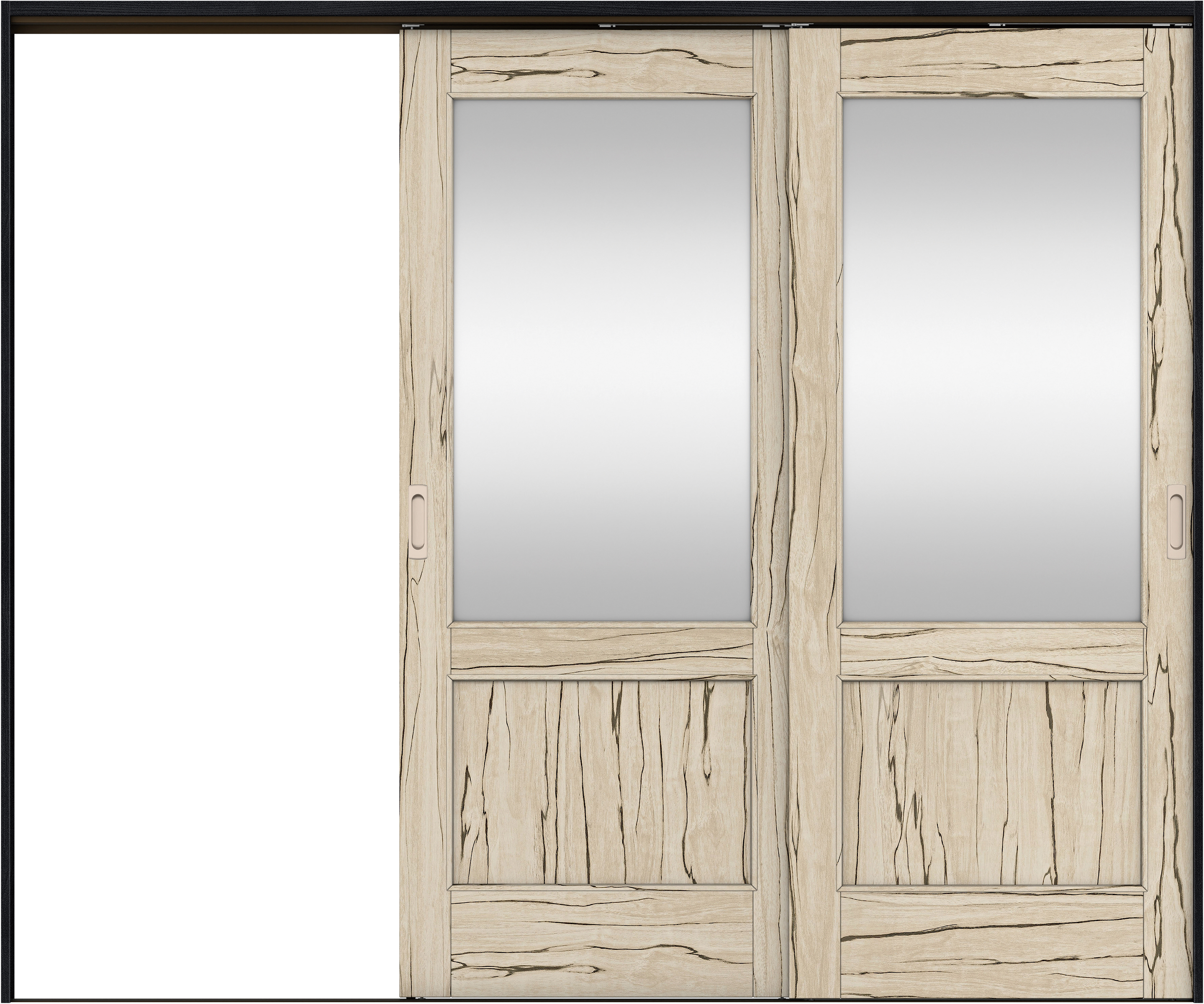 リビングドア　イエリア　吊戸・２枚片引　扉セット　２６デザイン　２４３７幅用　２０００高　〈スロウベージュ柄〉　左引用　錠なし　ラクラクローズ付用