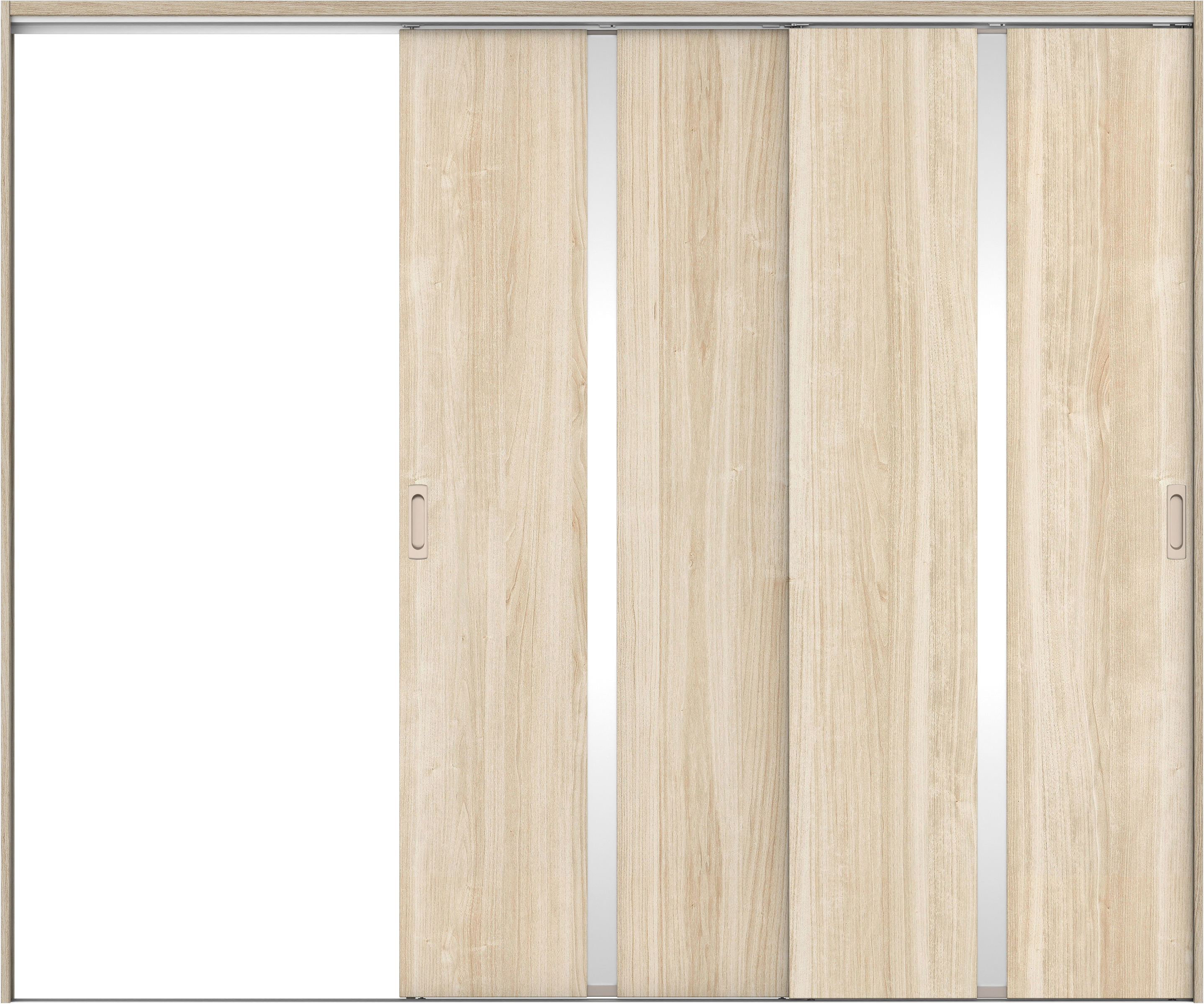 リビングドア　イエリア　吊戸・２枚片引　扉セット　２Ｐデザイン　２４３７幅用　２０００高　〈コットンベージュ柄〉　左引用　錠なし　ラクラクローズ付用