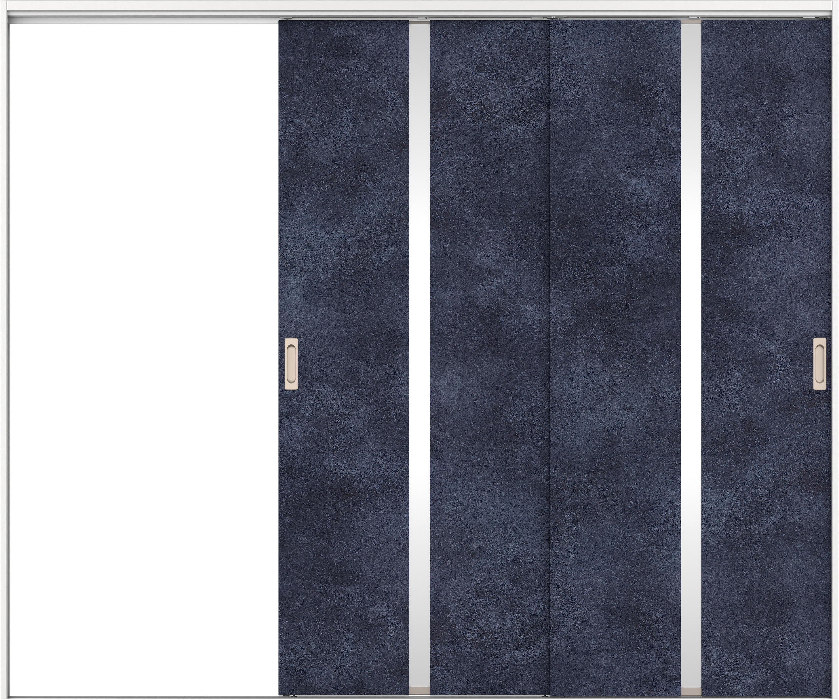 リビングドア　イエリア　吊戸・２枚片引　扉セット　２Ｐデザイン　２４３７幅用　２０００高　〈コバルトブルー柄〉　左引用　錠なし　ラクラクローズ付用