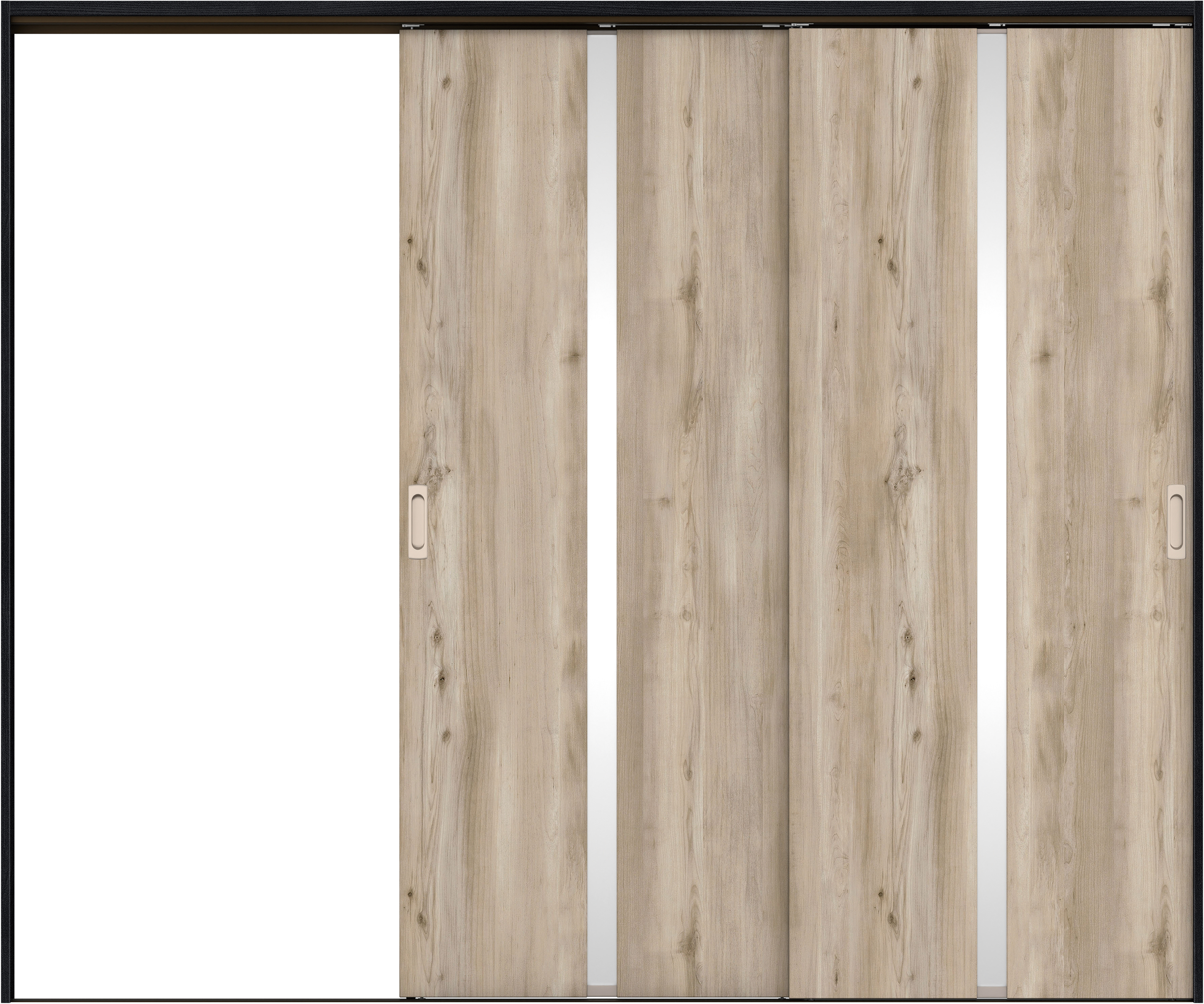 リビングドア　イエリア　吊戸・２枚片引　扉セット　２Ｐデザイン　２４３７幅用　２０００高　〈スモークグレー柄〉　左引用　錠なし　ラクラクローズ付用