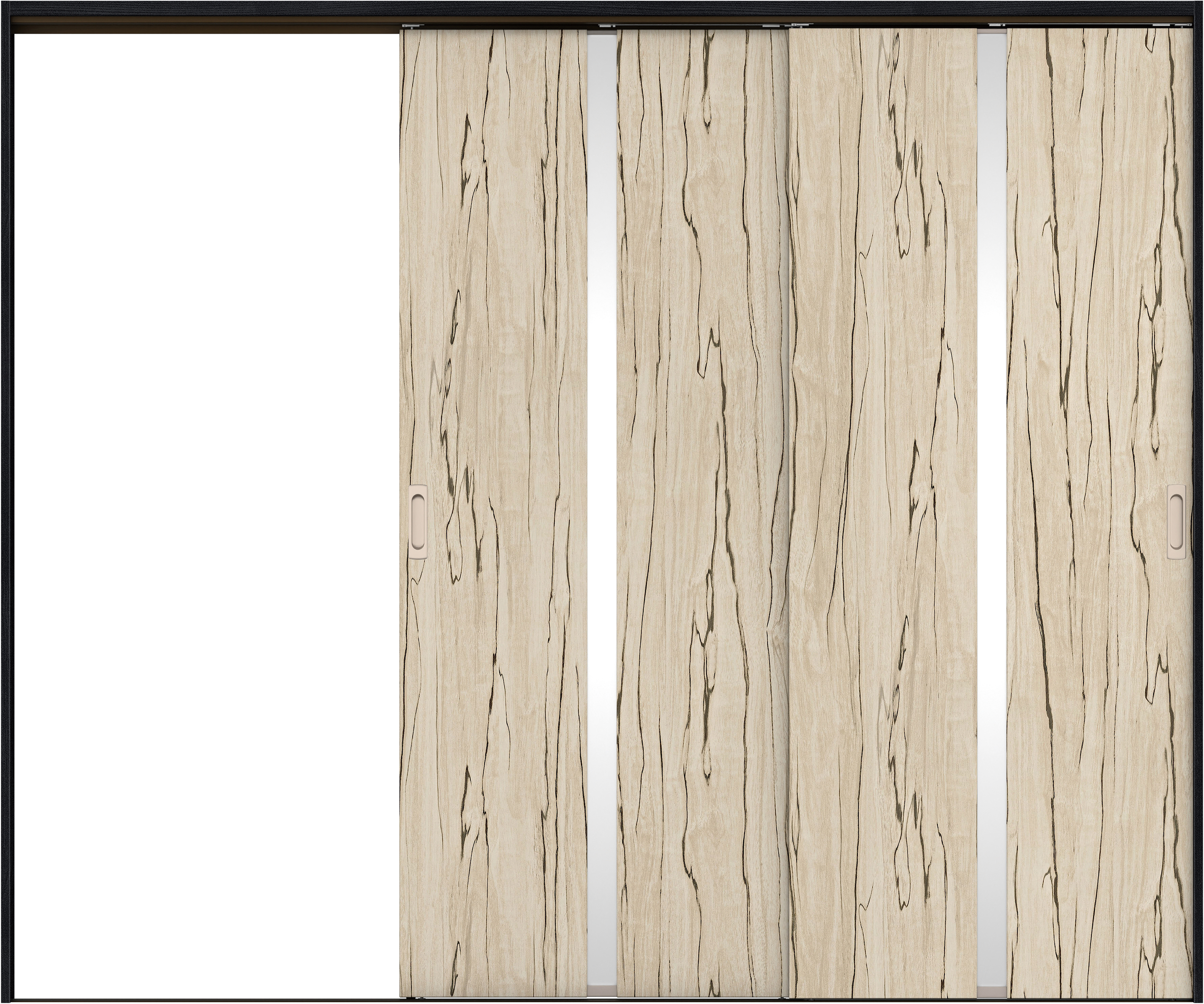 リビングドア　イエリア　吊戸・２枚片引　扉セット　２Ｐデザイン　２４３７幅用　２０００高　〈スロウベージュ柄〉　左引用　錠なし　ラクラクローズ付用