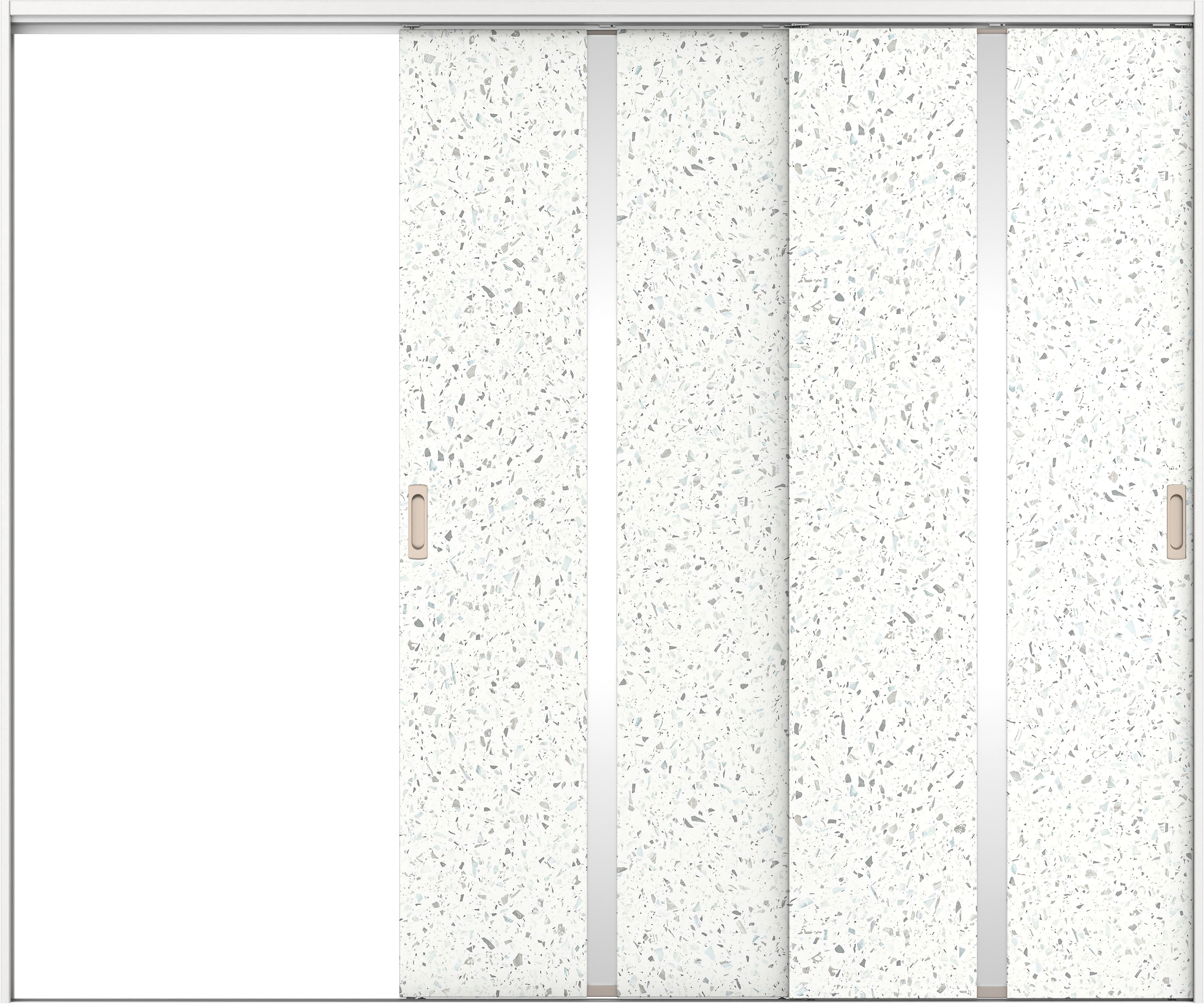 リビングドア　イエリア　吊戸・２枚片引　扉セット　２Ｐデザイン　２４３７幅用　２０００高　〈テラゾホワイト柄〉　左引用　錠なし　ラクラクローズ付用