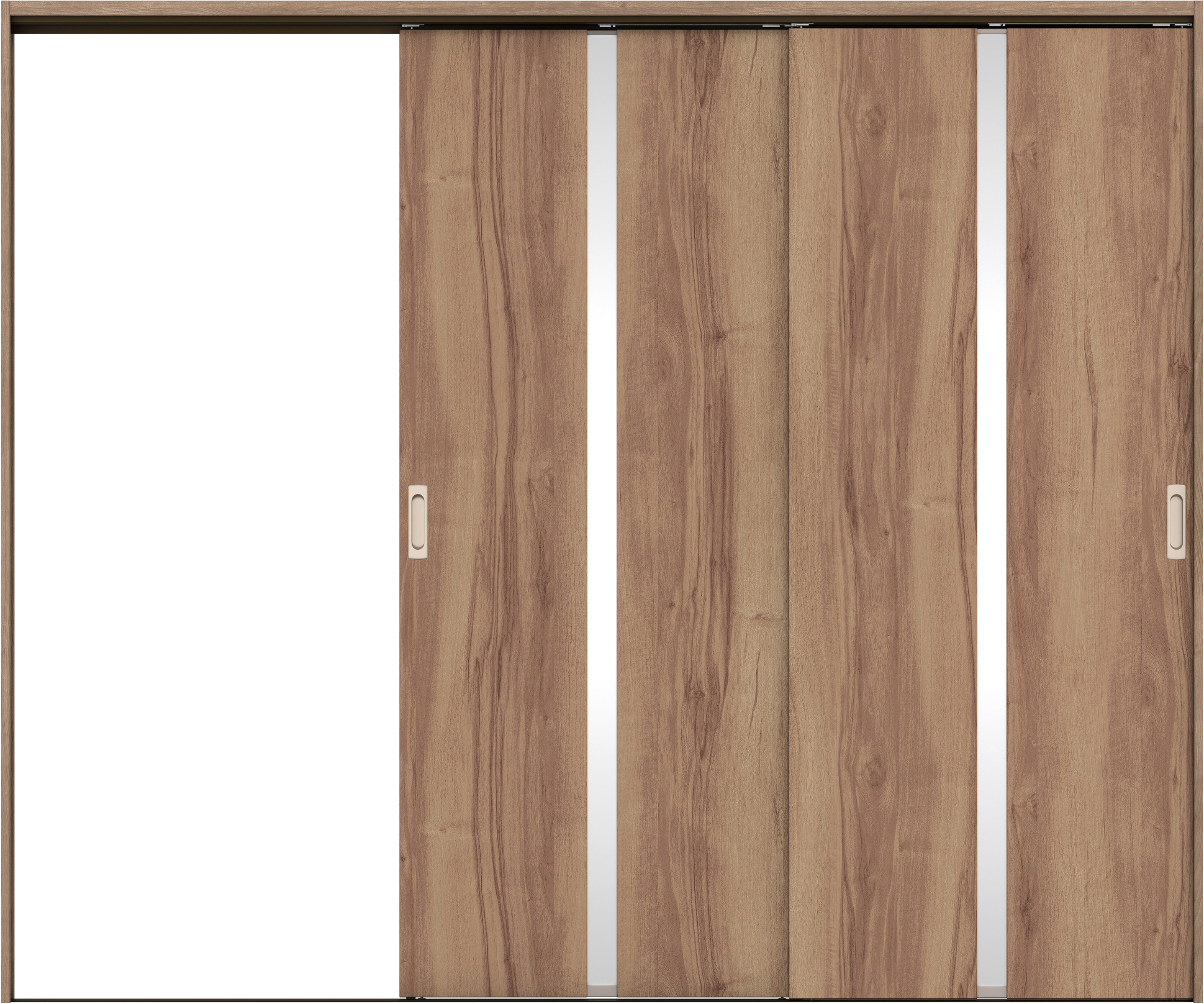 リビングドア　イエリア　吊戸・２枚片引　扉セット　２Ｐデザイン　２４３７幅用　２０００高　〈バームブラウン柄〉　左引用　錠なし　ラクラクローズ付用