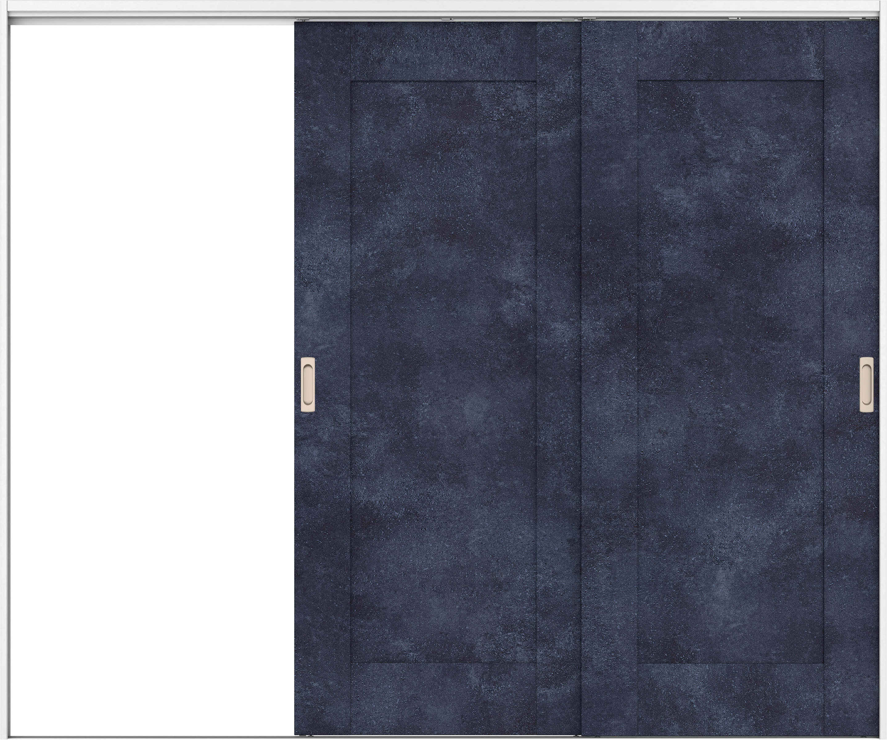 リビングドア　イエリア　吊戸・２枚片引　扉セット　３８デザイン　２４３７幅用　２０００高　〈コバルトブルー柄〉　左引用　錠なし　ラクラクローズ付用