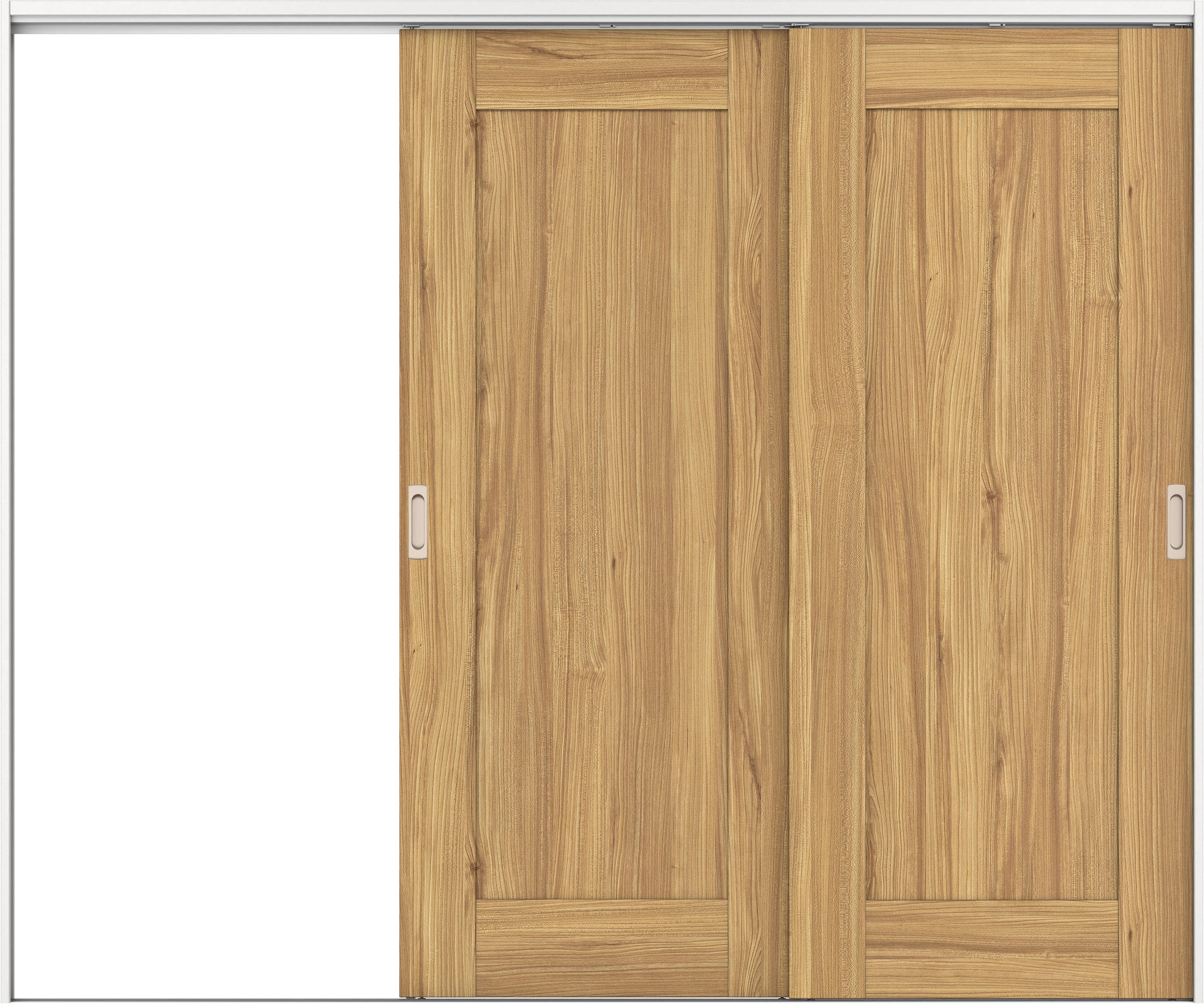 リビングドア　イエリア　吊戸・２枚片引　扉セット　３８デザイン　２４３７幅用　２０００高　〈シナモンブラウン柄〉　左引用　錠なし　ラクラクローズ付用