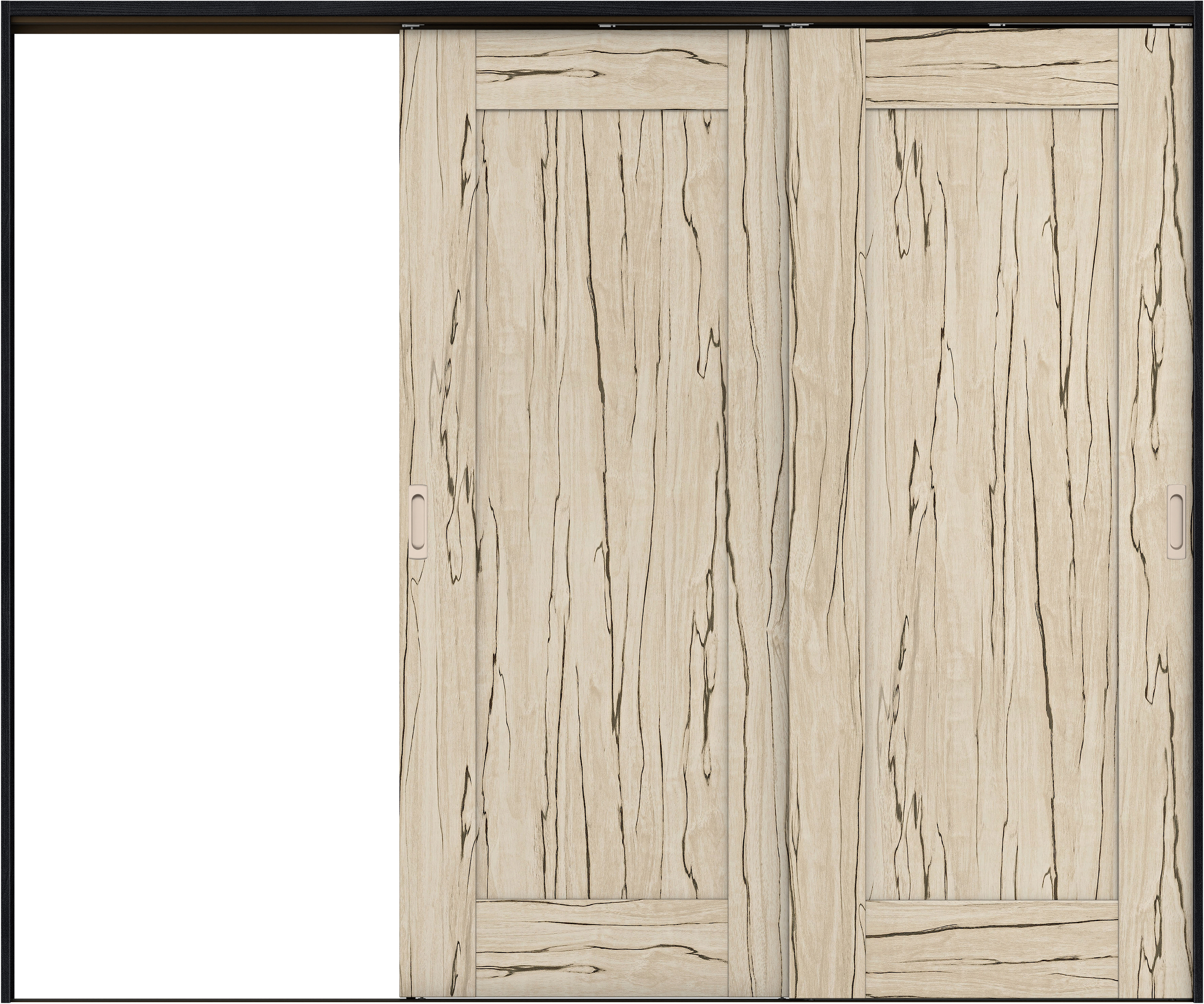 リビングドア　イエリア　吊戸・２枚片引　扉セット　３８デザイン　２４３７幅用　２０００高　〈スロウベージュ柄〉　左引用　錠なし　ラクラクローズ付用