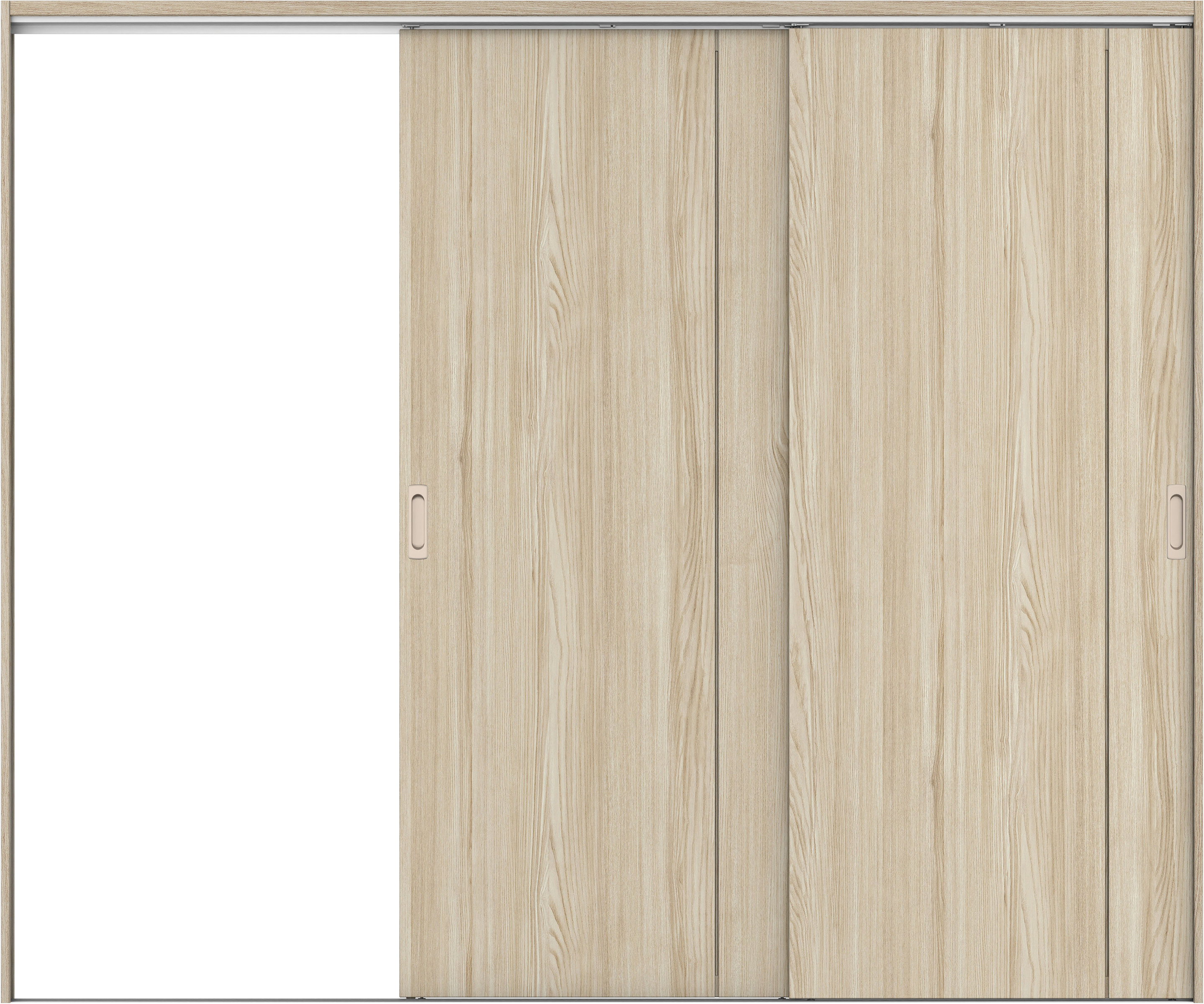 リビングドア　イエリア　吊戸・２枚片引　扉セット　Ｂ１デザイン　２４３７幅用　２０００高　〈ソフトグレージュ柄〉　左引用　錠なし　ラクラクローズ付用