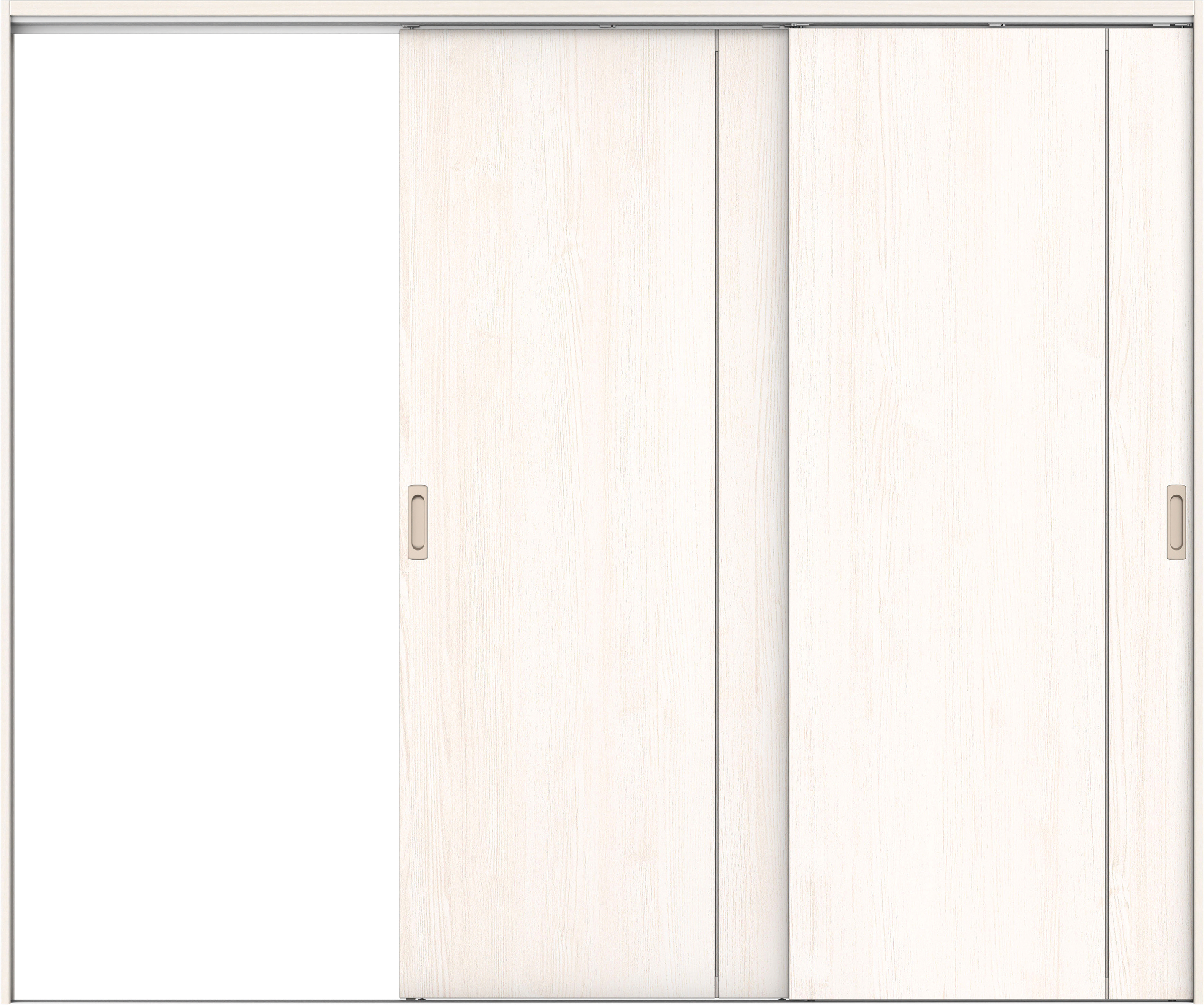 リビングドア　イエリア　吊戸・２枚片引　扉セット　Ｂ１デザイン　２４３７幅用　２０００高　〈ネオホワイト柄〉　左引用　錠なし　ラクラクローズ付用