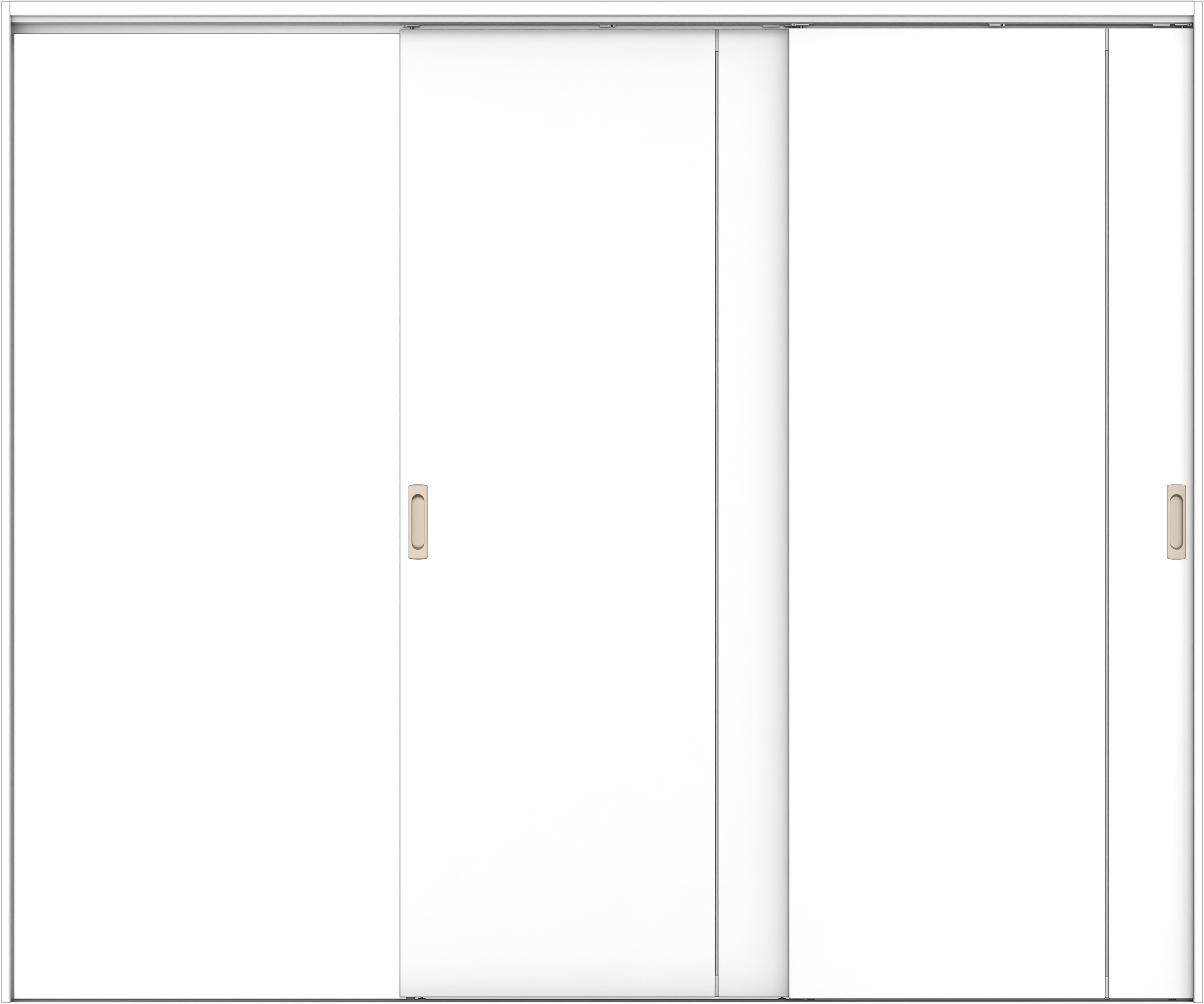 リビングドア　イエリア　吊戸・２枚片引　扉セット　Ｂ１デザイン　２４３７幅用　２０００高　〈パウダーホワイト柄〉　左引用　錠なし　ラクラクローズ付用