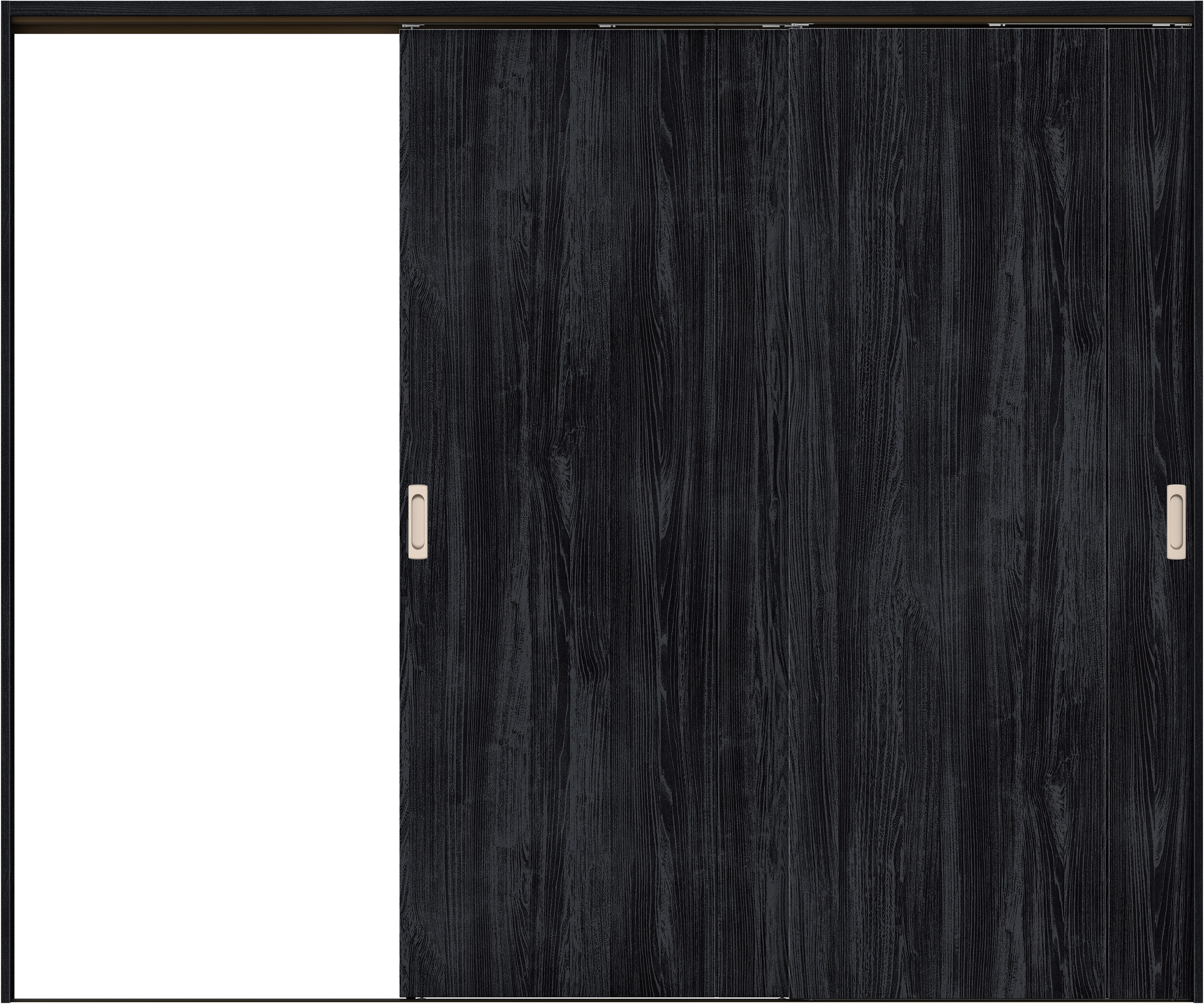 リビングドア　イエリア　吊戸・２枚片引　扉セット　Ｂ１デザイン　２４３７幅用　２０００高　〈モスブラック柄〉　左引用　錠なし　ラクラクローズ付用