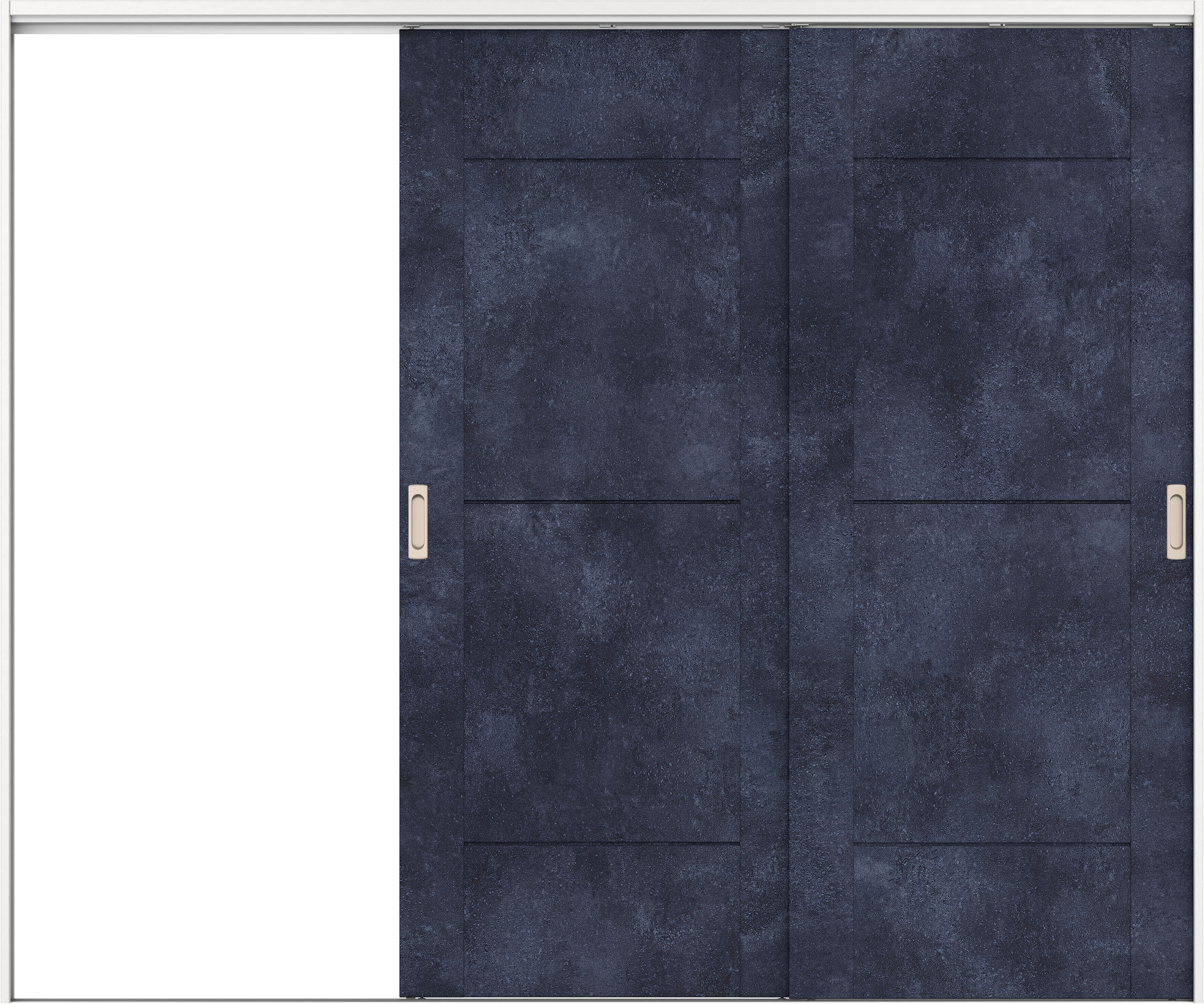 リビングドア　イエリア　吊戸・２枚片引　扉セット　Ｂ９デザイン　２４３７幅用　２０００高　〈コバルトブルー柄〉　左引用　錠なし　ラクラクローズ付用