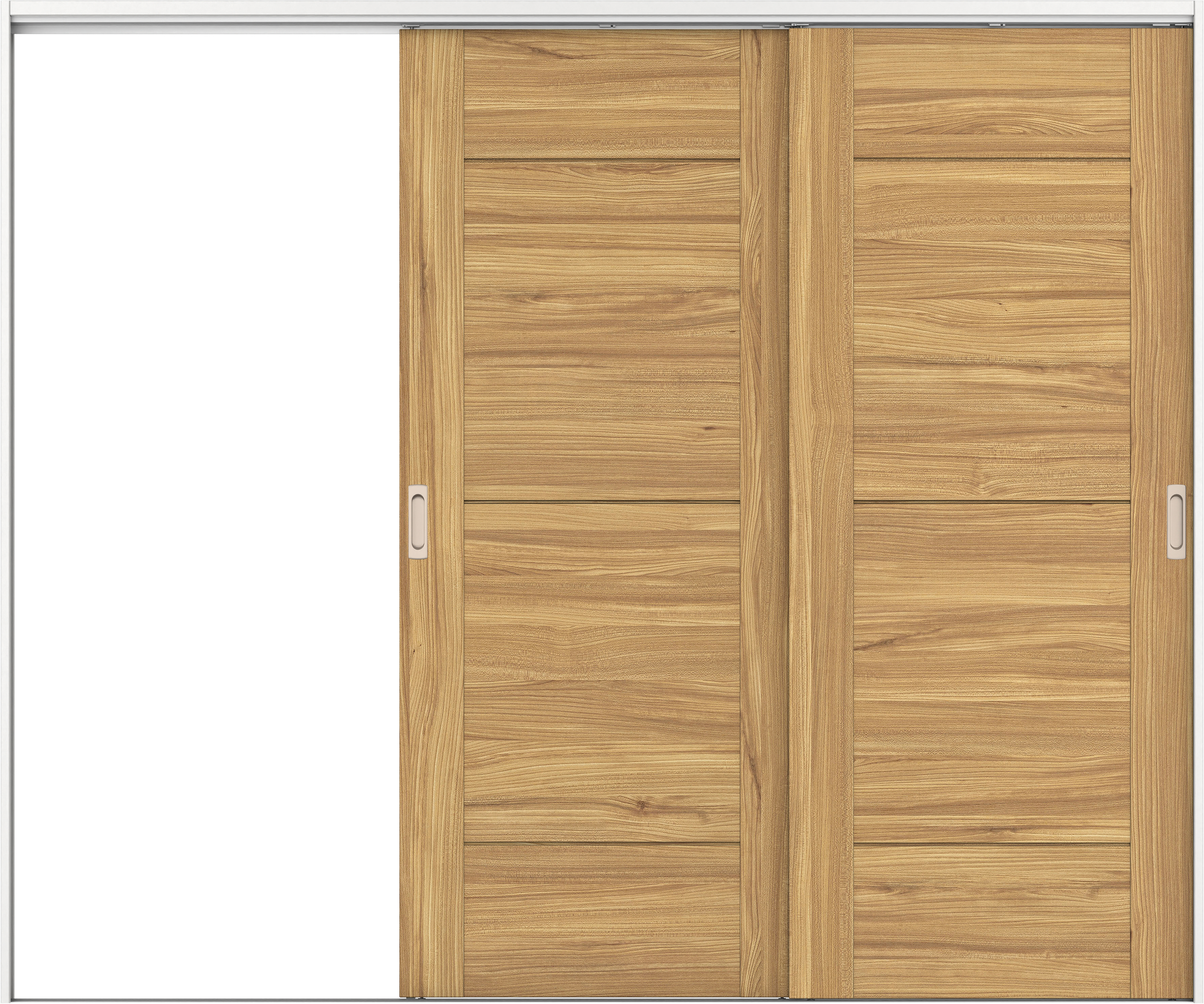 リビングドア　イエリア　吊戸・２枚片引　扉セット　Ｂ９デザイン　２４３７幅用　２０００高　〈シナモンブラウン柄〉　左引用　錠なし　ラクラクローズ付用