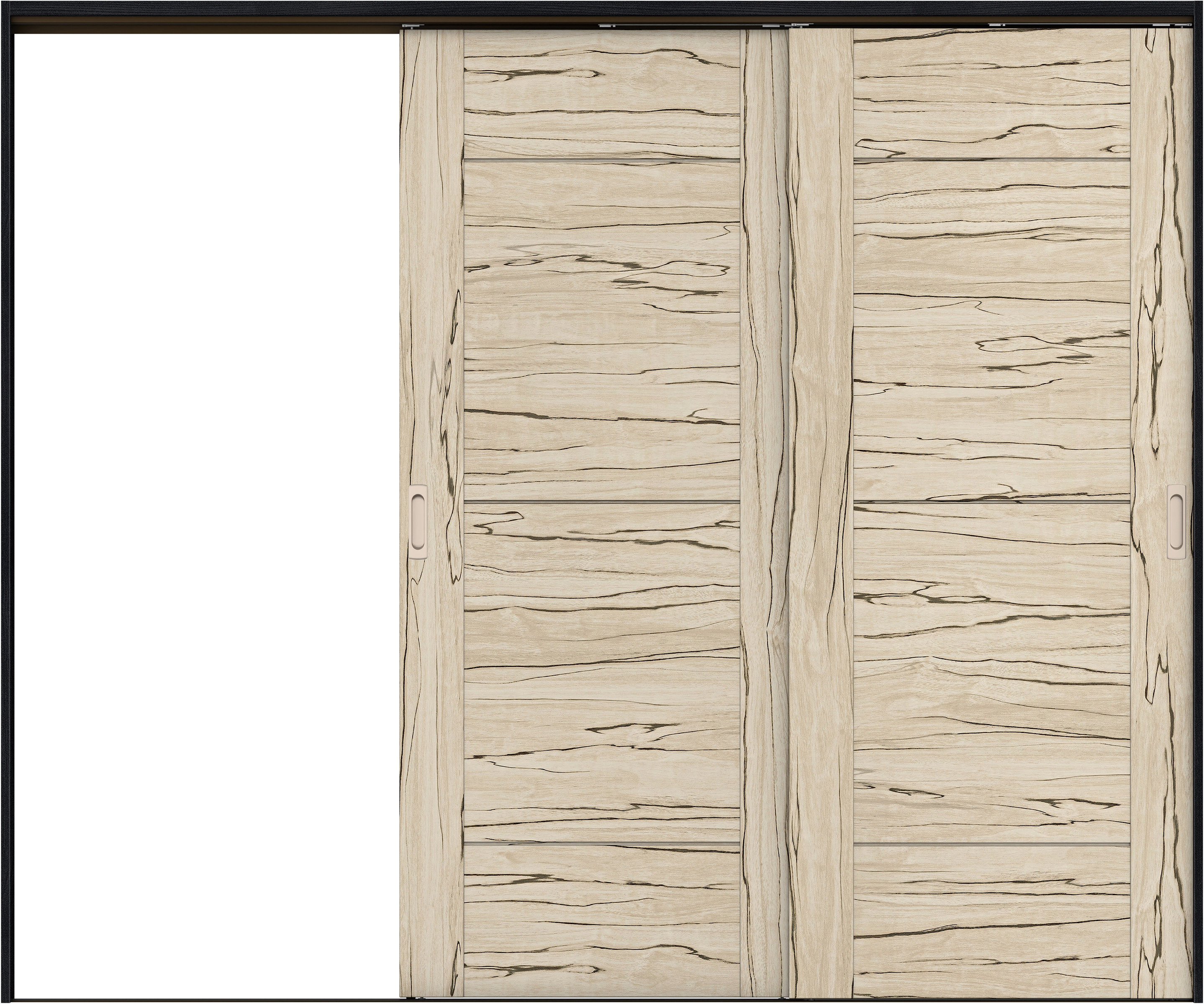 リビングドア　イエリア　吊戸・２枚片引　扉セット　Ｂ９デザイン　２４３７幅用　２０００高　〈スロウベージュ柄〉　左引用　錠なし　ラクラクローズ付用