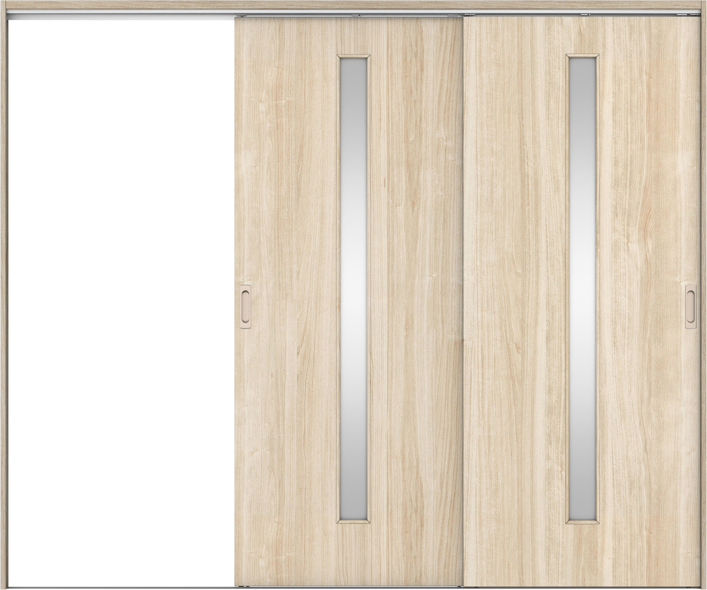 リビングドア　イエリア　吊戸・２枚片引　扉セット　Ｃ４デザイン　２４３７幅用　２０００高　〈コットンベージュ柄〉　左引用　錠なし　ラクラクローズ付用