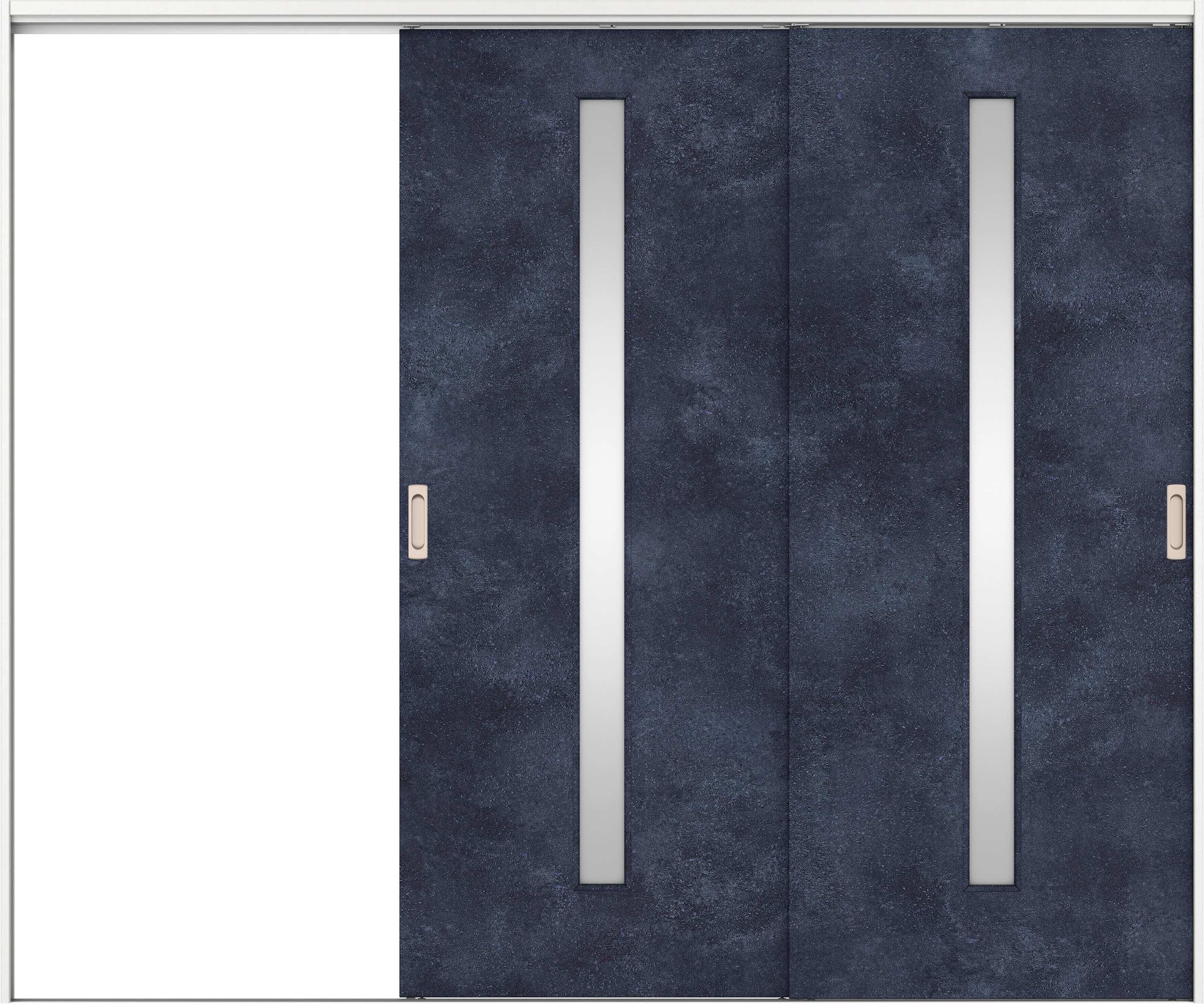 リビングドア　イエリア　吊戸・２枚片引　扉セット　Ｃ４デザイン　２４３７幅用　２０００高　〈コバルトブルー柄〉　左引用　錠なし　ラクラクローズ付用