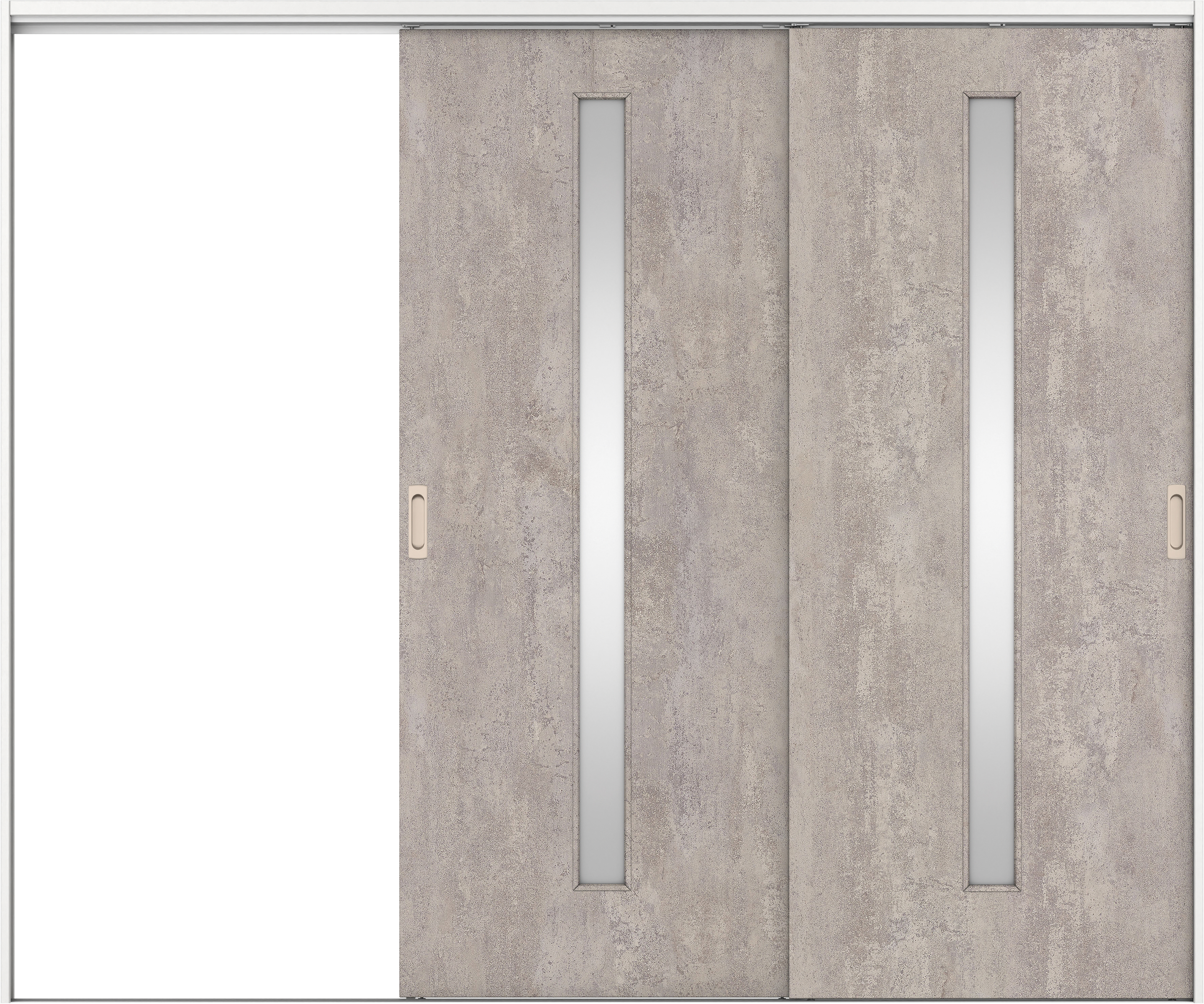 リビングドア　イエリア　吊戸・２枚片引　扉セット　Ｃ４デザイン　２４３７幅用　２０００高　〈コンクリートグレー柄〉　左引用　錠なし　ラクラクローズ付用