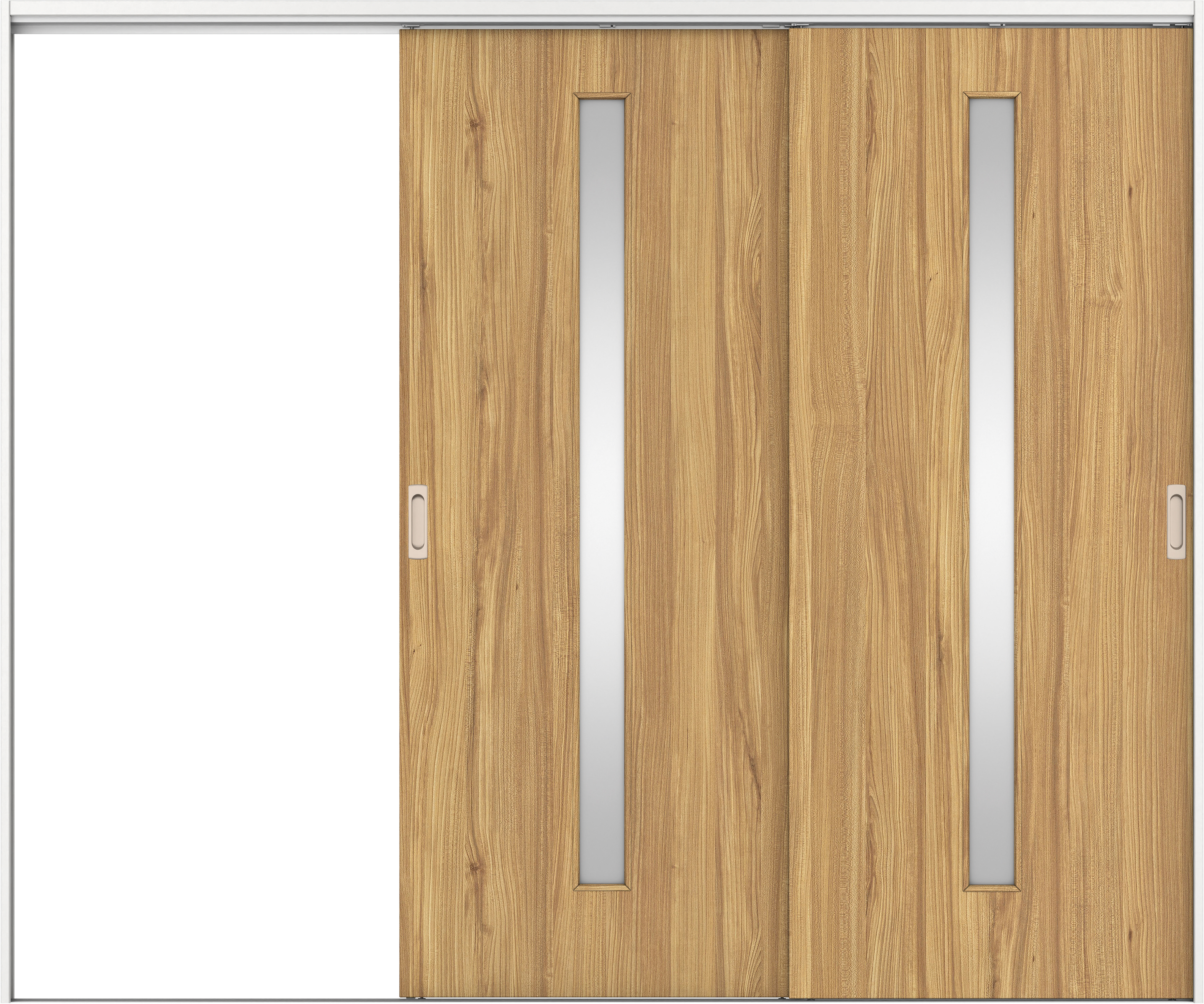 リビングドア　イエリア　吊戸・２枚片引　扉セット　Ｃ４デザイン　２４３７幅用　２０００高　〈シナモンブラウン柄〉　左引用　錠なし　ラクラクローズ付用