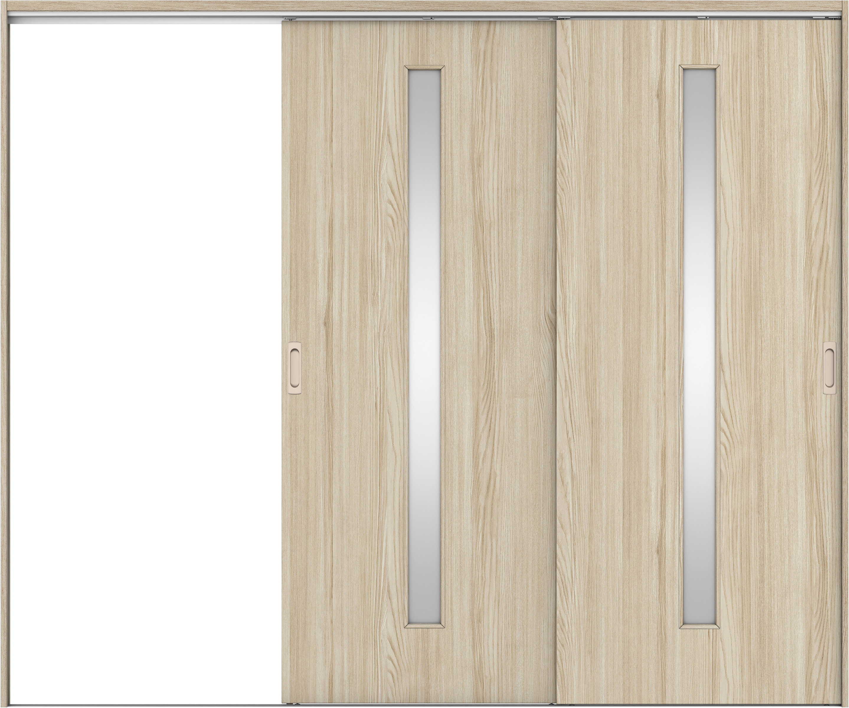 リビングドア　イエリア　吊戸・２枚片引　扉セット　Ｃ４デザイン　２４３７幅用　２０００高　〈ソフトグレージュ柄〉　左引用　錠なし　ラクラクローズ付用