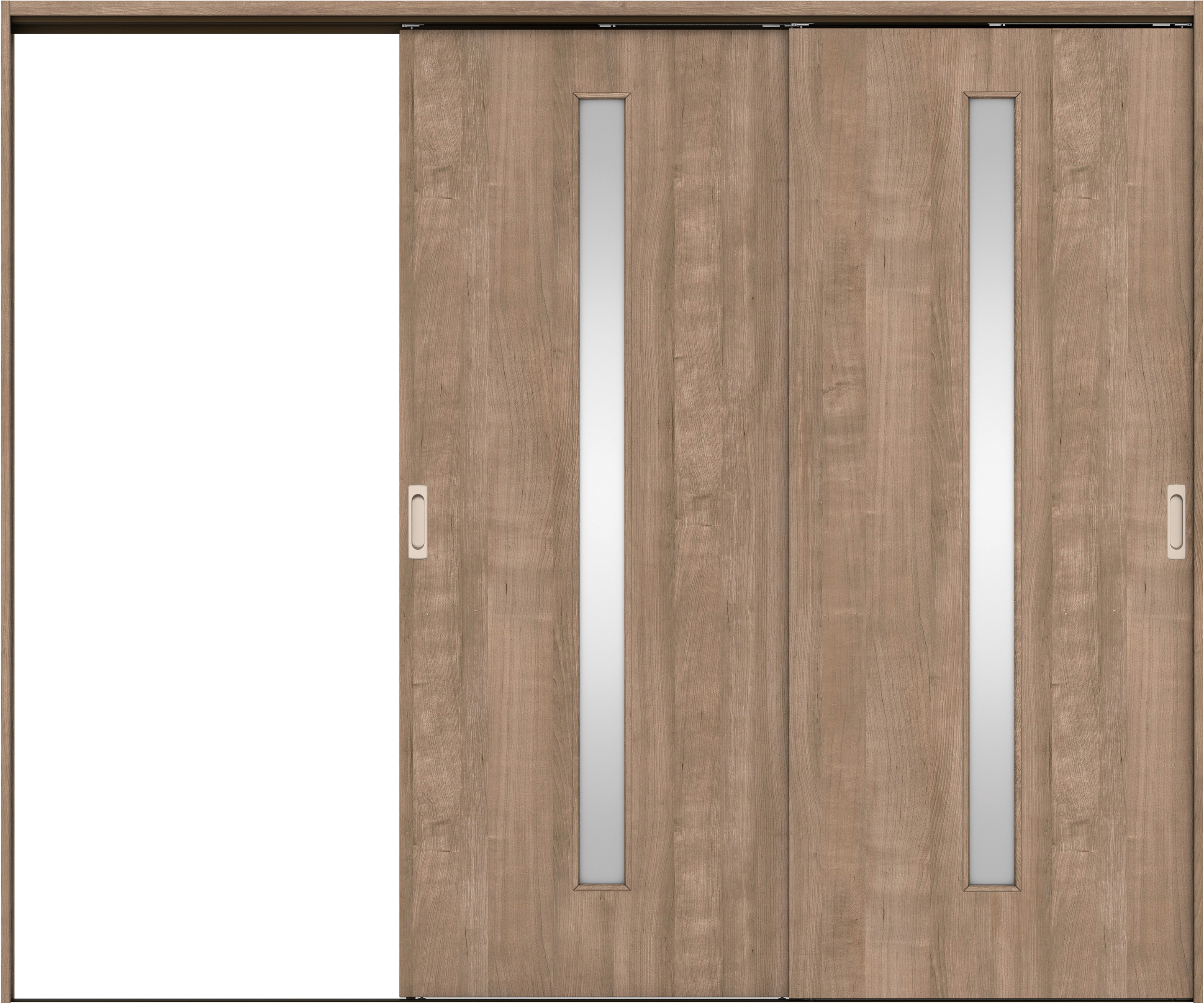 リビングドア　イエリア　吊戸・２枚片引　扉セット　Ｃ４デザイン　２４３７幅用　２０００高　〈トープグレー柄〉　左引用　錠なし　ラクラクローズ付用