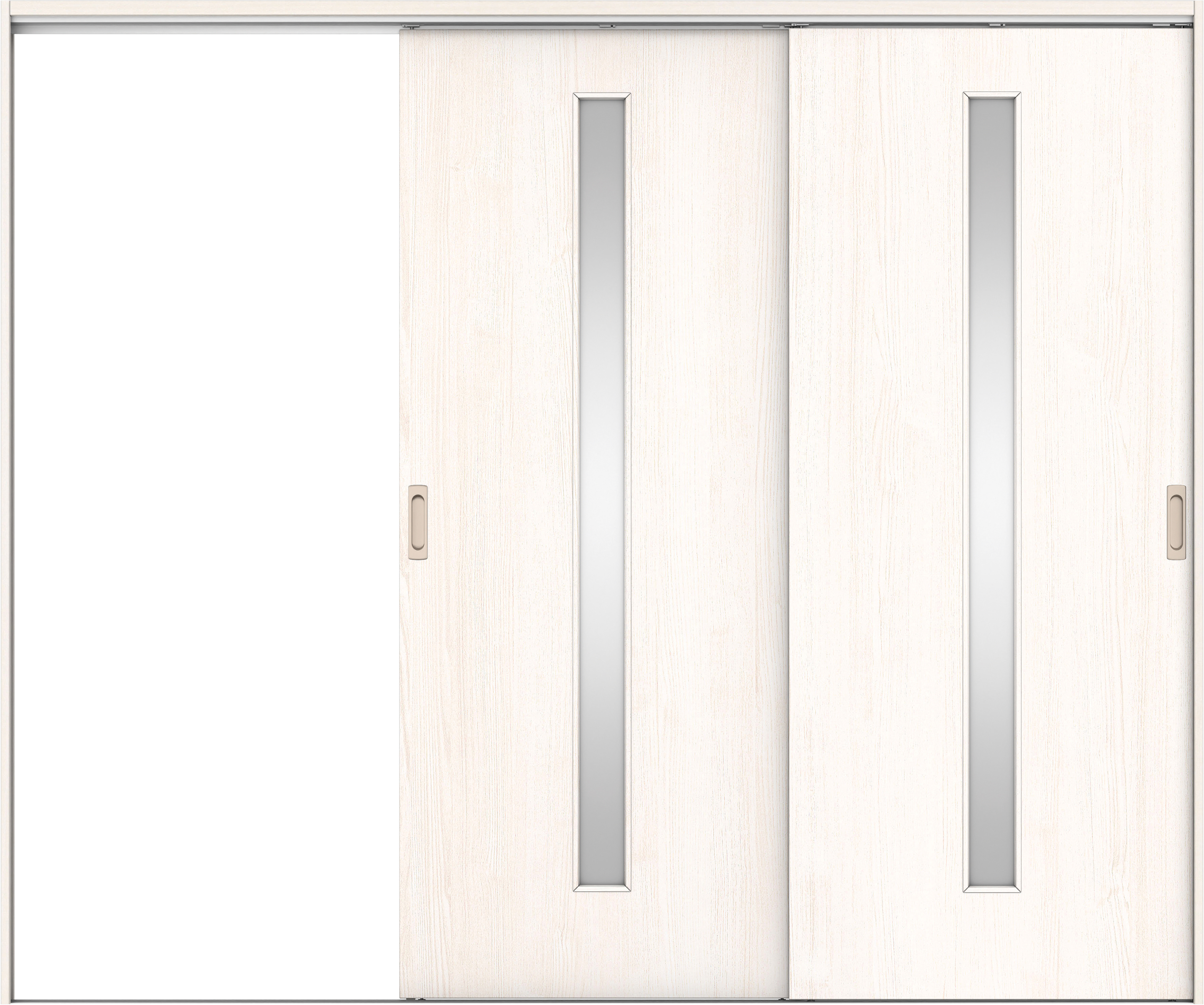 リビングドア　イエリア　吊戸・２枚片引　扉セット　Ｃ４デザイン　２４３７幅用　２０００高　〈ネオホワイト柄〉　左引用　錠なし　ラクラクローズ付用