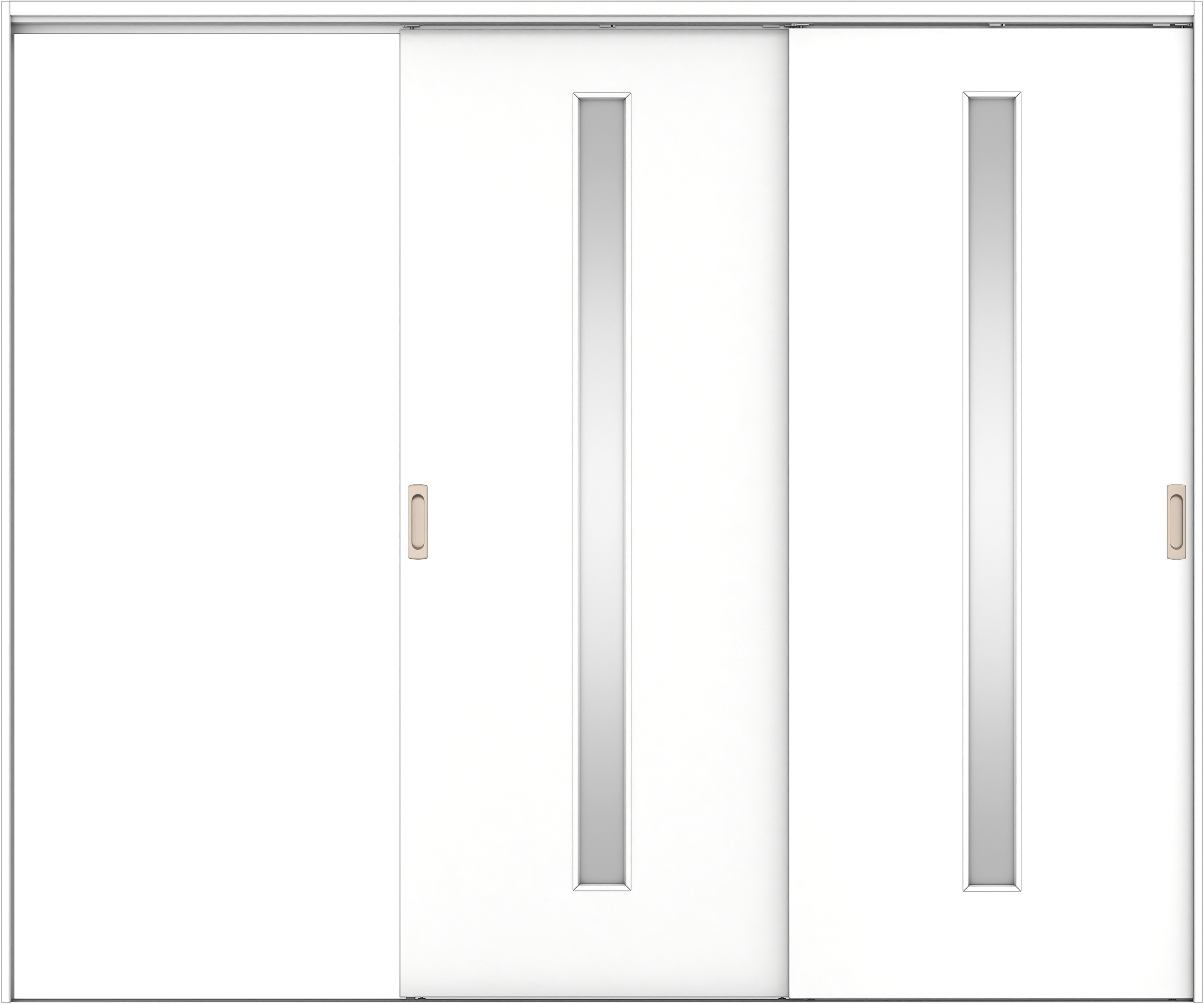 リビングドア　イエリア　吊戸・２枚片引　扉セット　Ｃ４デザイン　２４３７幅用　２０００高　〈パウダーホワイト柄〉　左引用　錠なし　ラクラクローズ付用