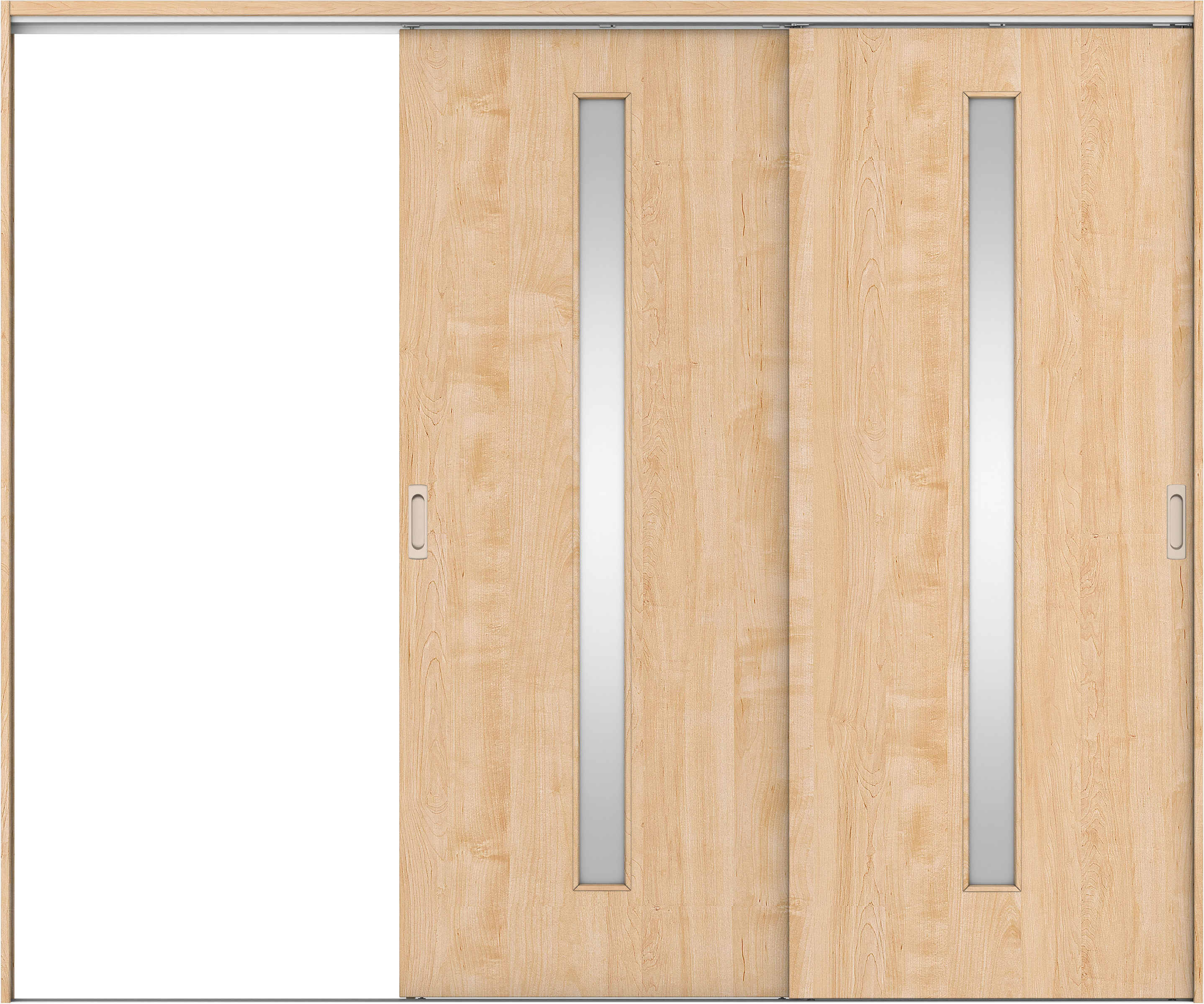 リビングドア　イエリア　吊戸・２枚片引　扉セット　Ｃ４デザイン　２４３７幅用　２０００高　〈ミルベージュ柄〉　左引用　錠なし　ラクラクローズ付用