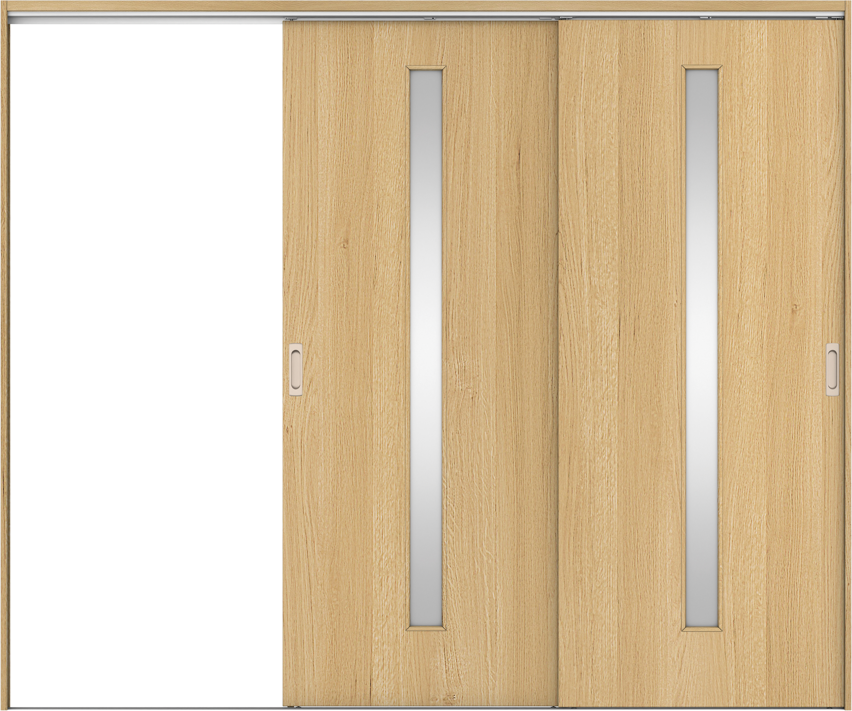 リビングドア　イエリア　吊戸・２枚片引　扉セット　Ｃ４デザイン　２４３７幅用　２０００高　〈ライトオーカー柄〉　左引用　錠なし　ラクラクローズ付用