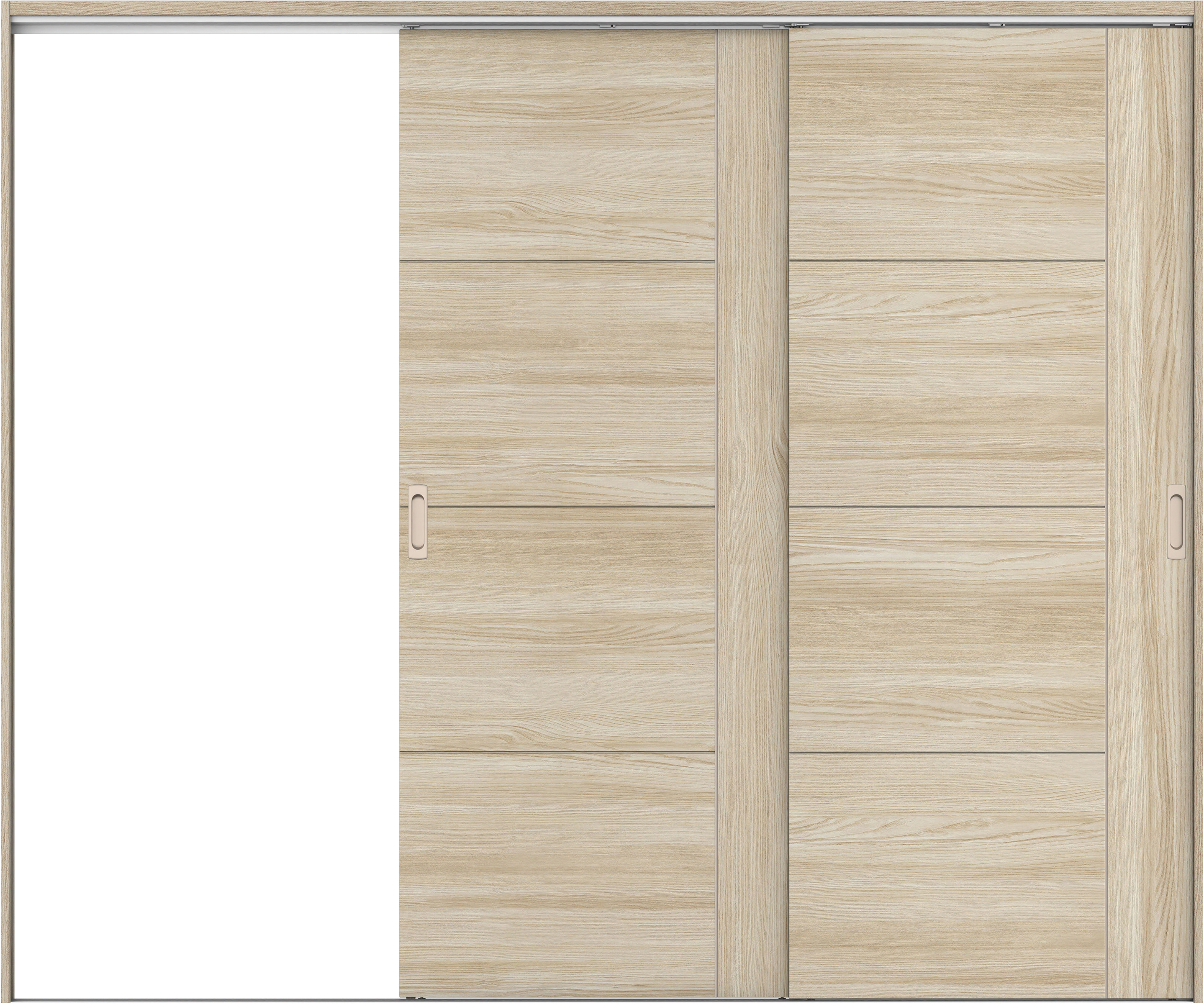 リビングドア　イエリア　吊戸・２枚片引　扉セット　Ｄ１デザイン　２４３７幅用　２０００高　〈ソフトグレージュ柄〉　左引用　錠なし　ラクラクローズ付用